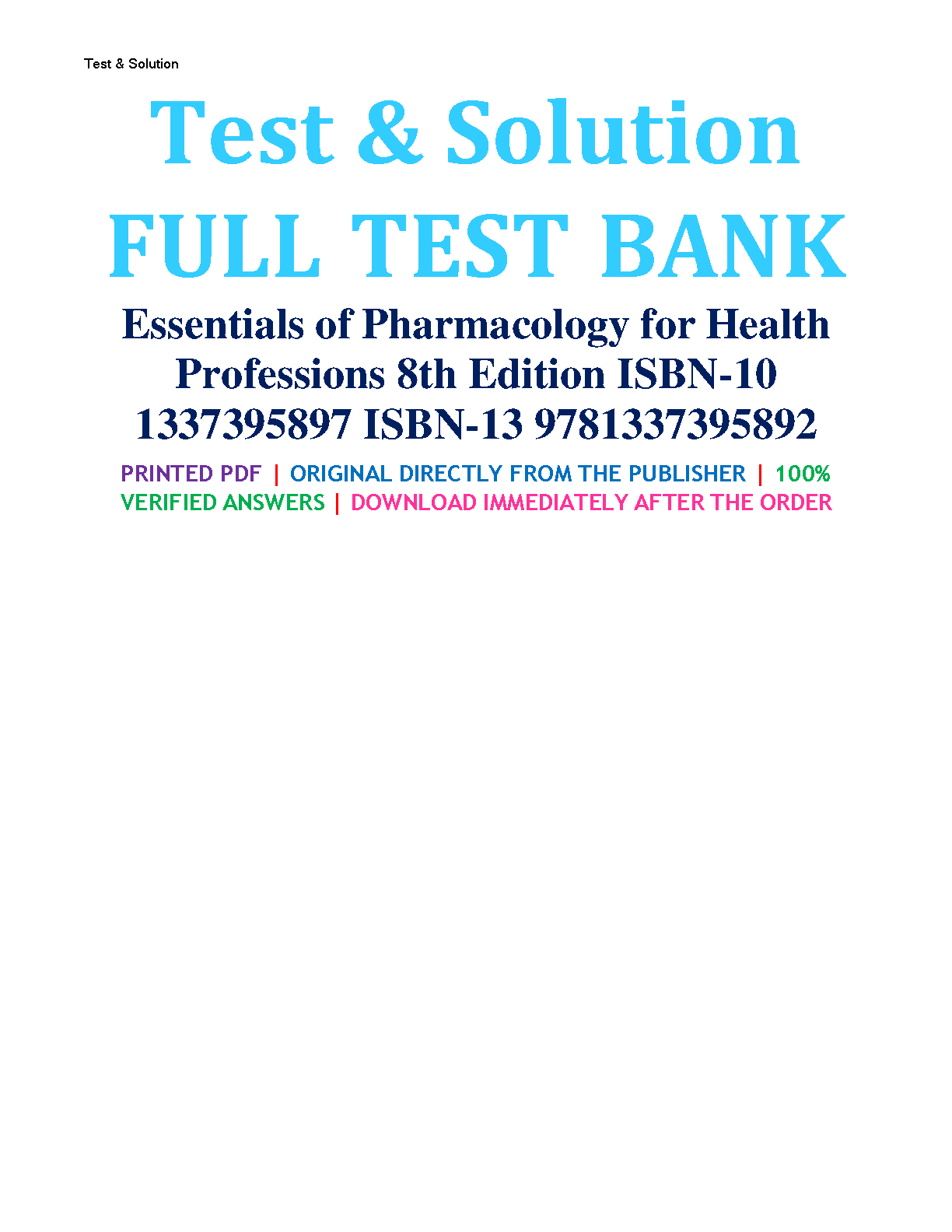 Essentials of Pharmacology for Health Professions 8th Ed IMG-1