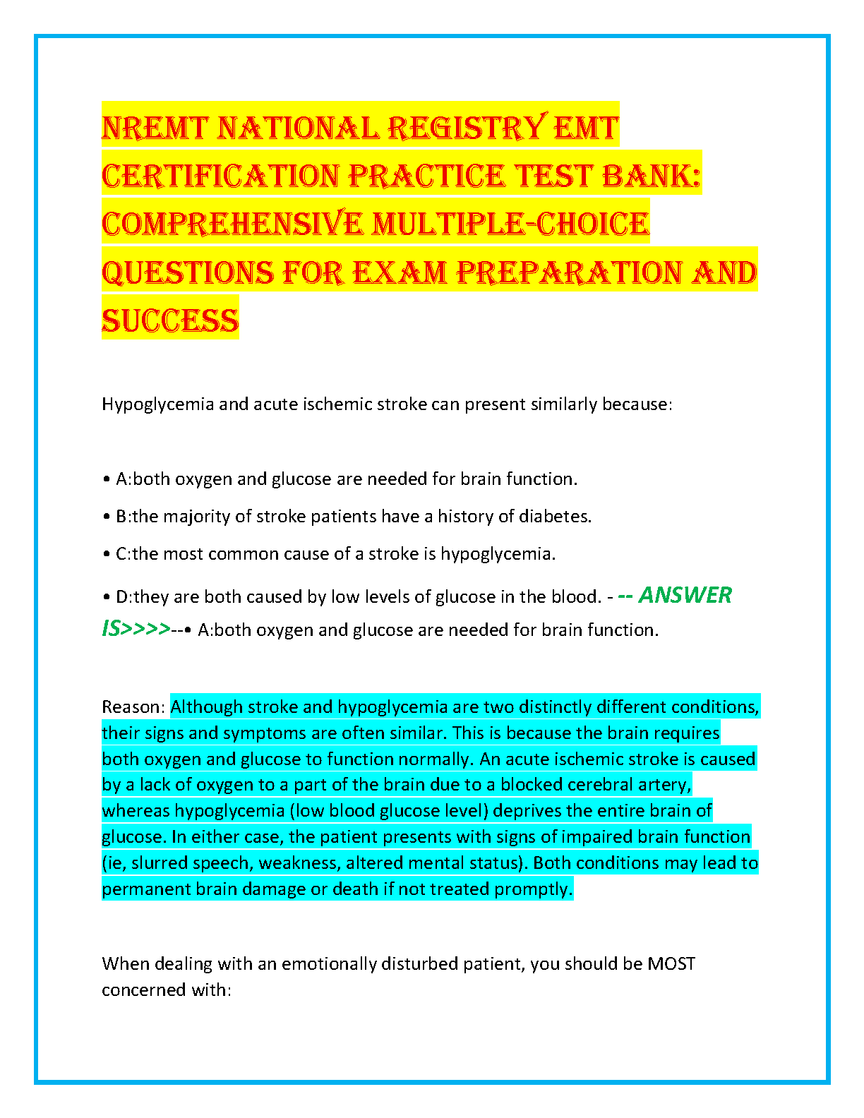 NREMT Test Bank Emergency Care Transport 12th Ed 2026/27 IMG-1
