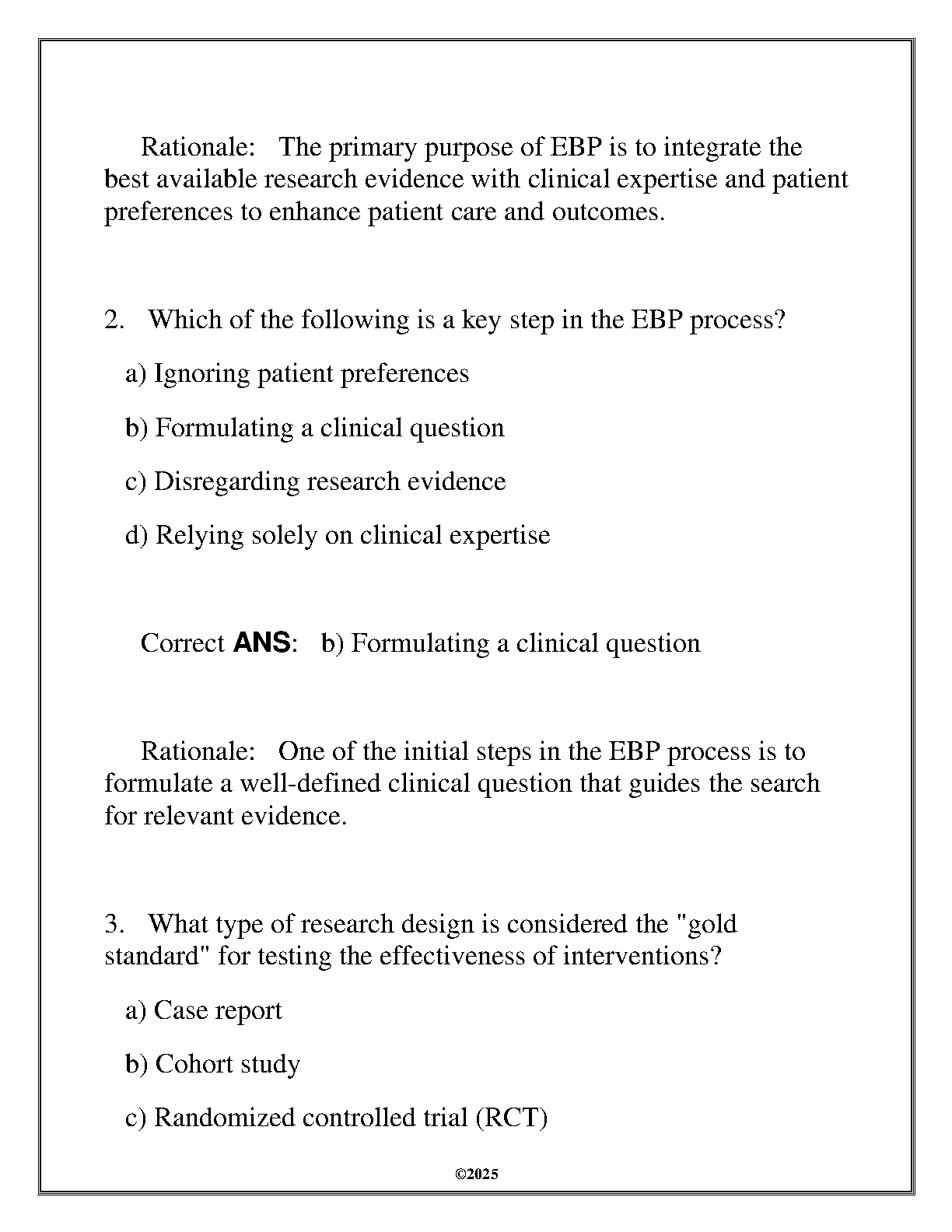 WGU HLTH 2320 Exam Prep 2025 Evidence Based Practice Q&A