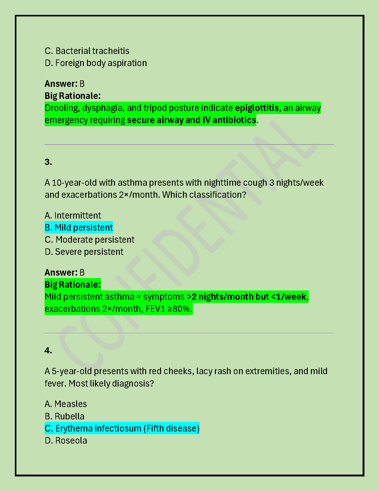 WGU D119 Pediatric Primary Care Exam Test Bank