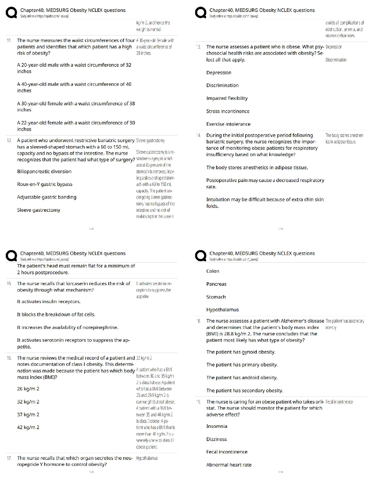 Lewis Ch 40 Obesity NCLEX Test Bank 2025/2027
