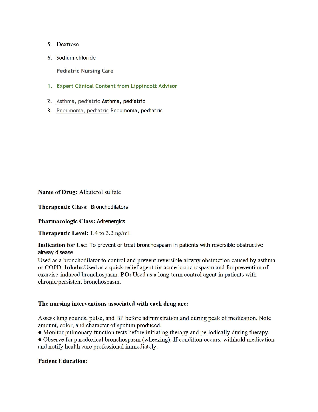 Pediatric Pneumonia vSim Case Study 2026/27