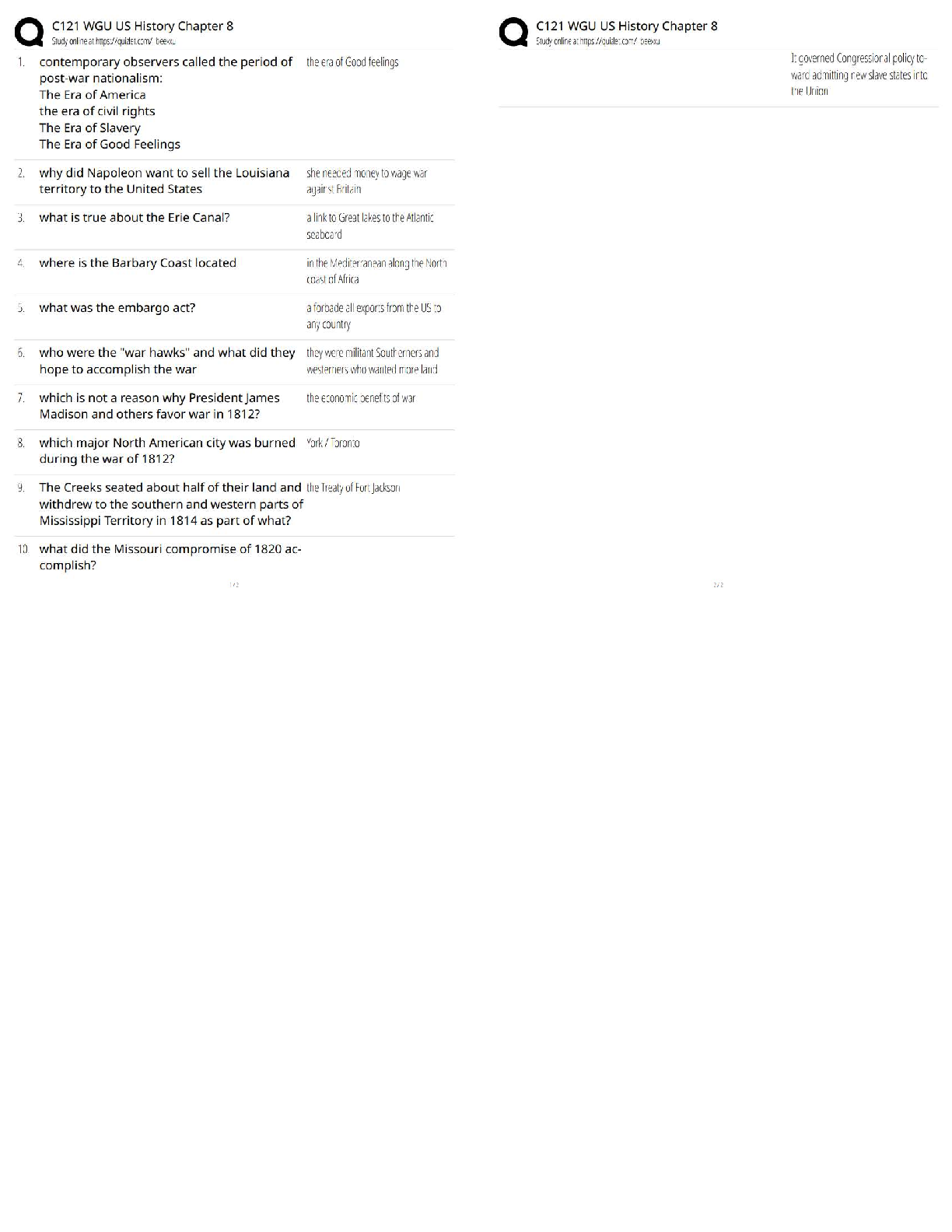 C121 Chapter 8 Test Bank | WGU US History Review
