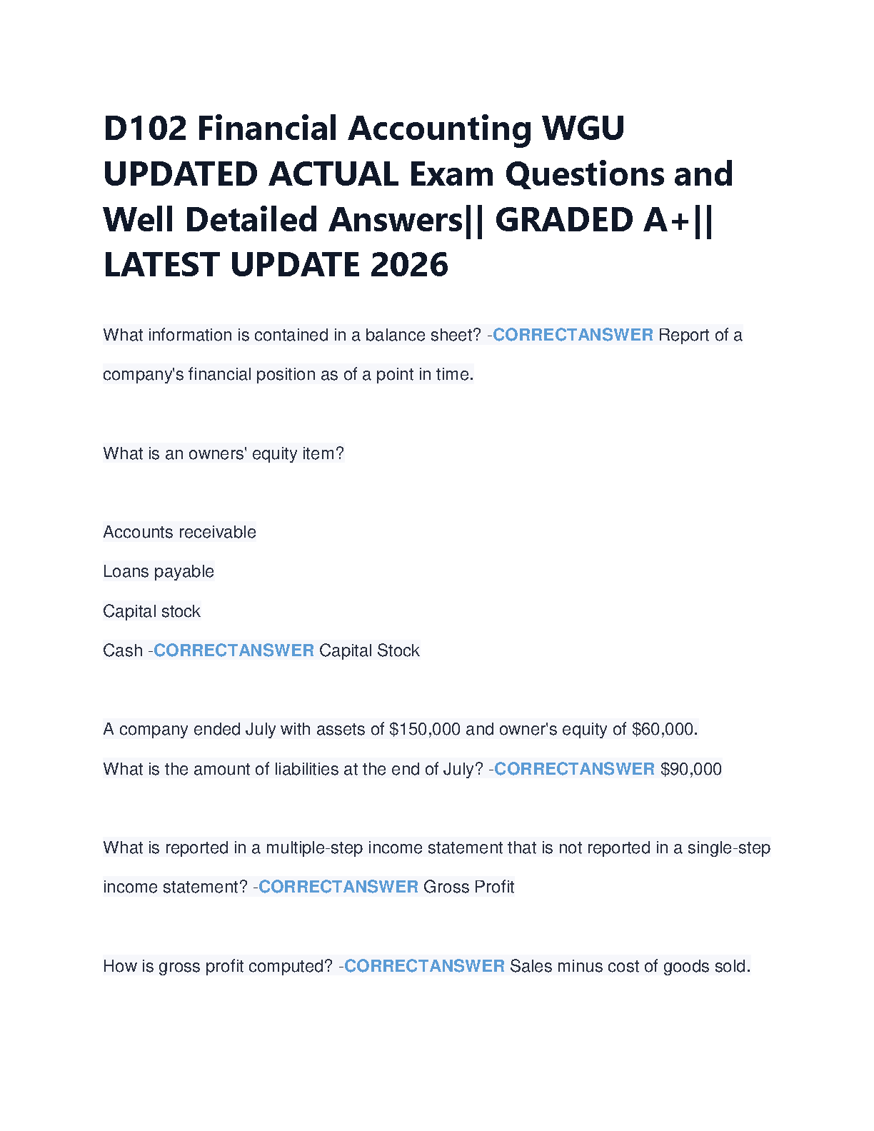 WGU D102 Financial Accounting Exams 2026 IMG-1