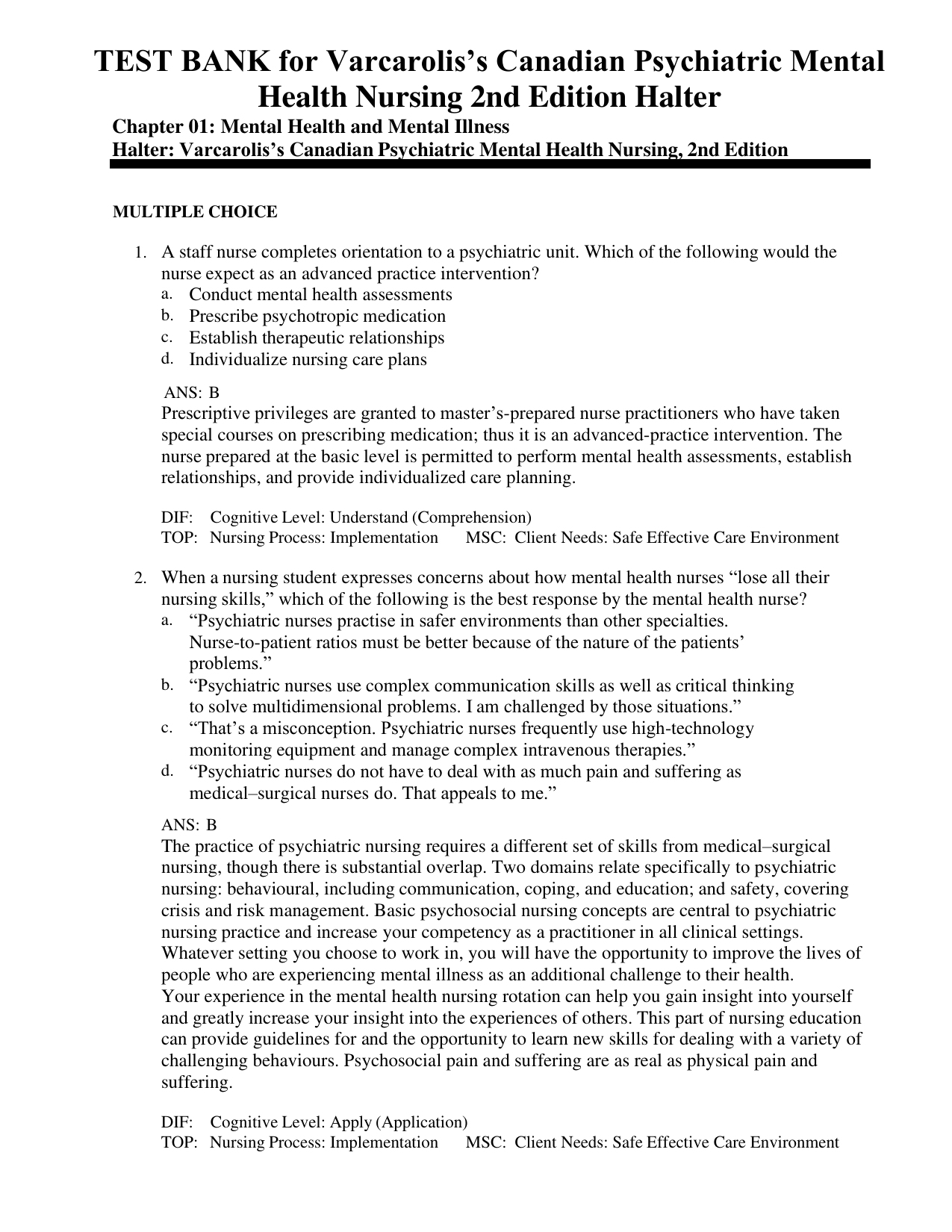 Varcarolis's Canadian Psychiatric Mental Health Nursing 2E