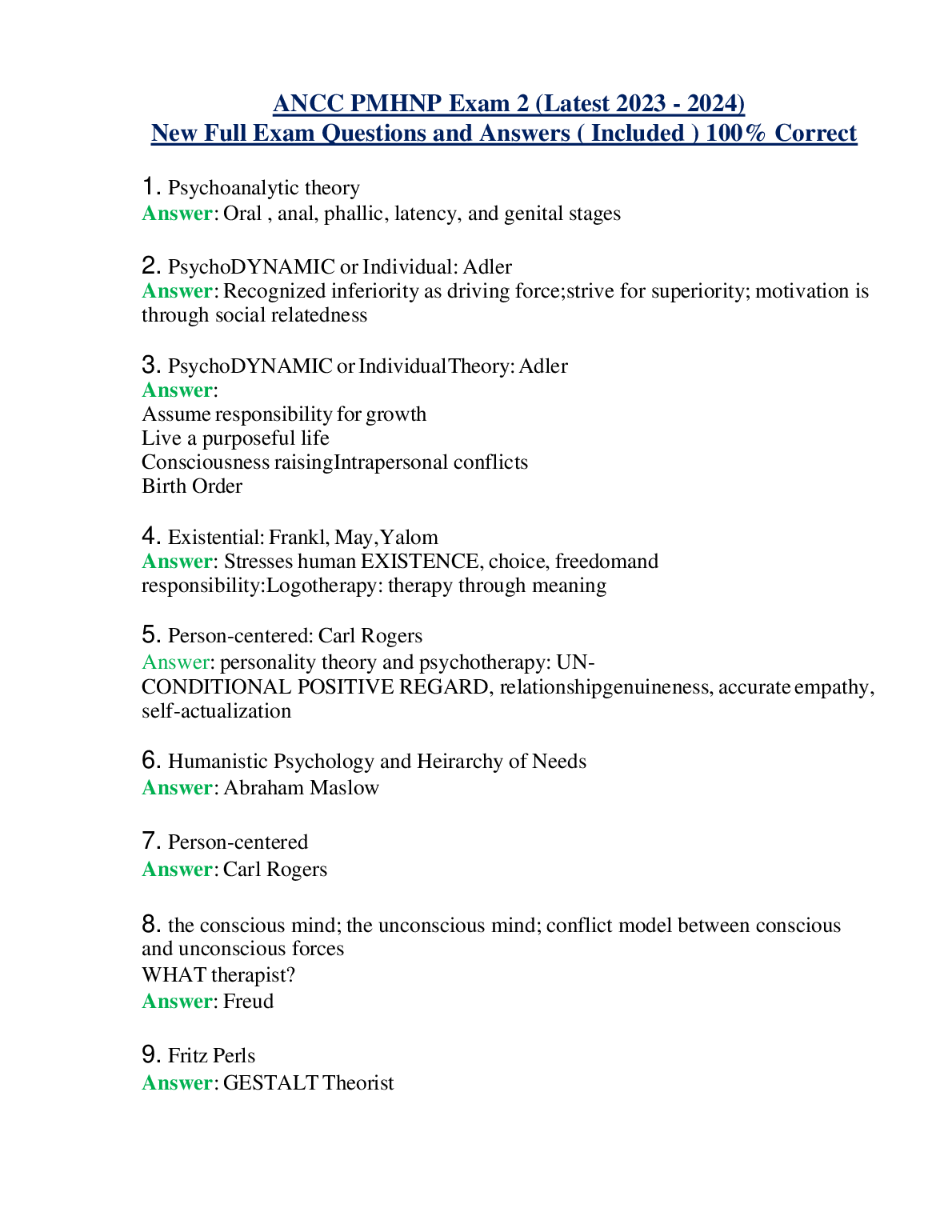 ANCC PMHNP Exam 2 Q&A Study Guide 2026-27