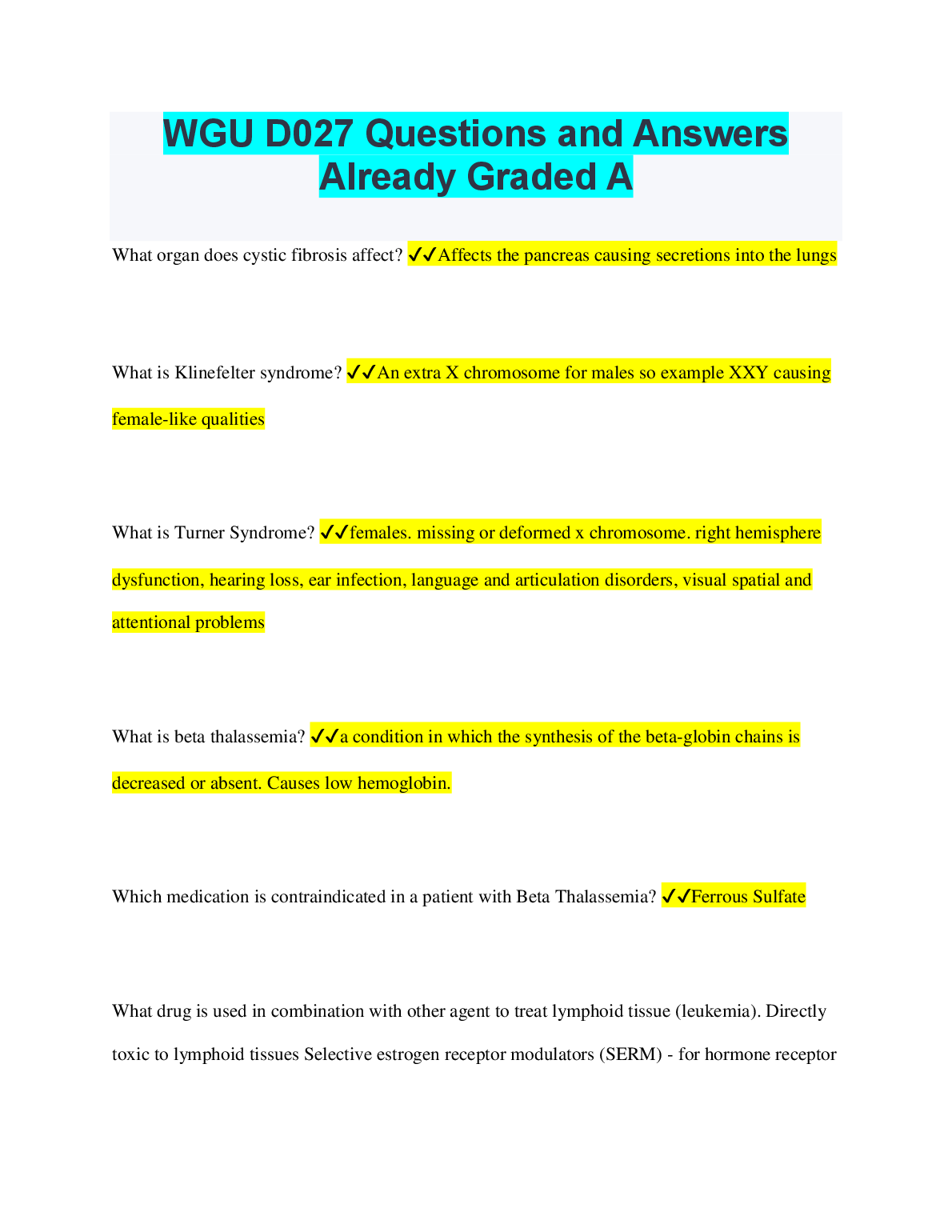 WGU D027 Q&A: Grade A Revision Guide