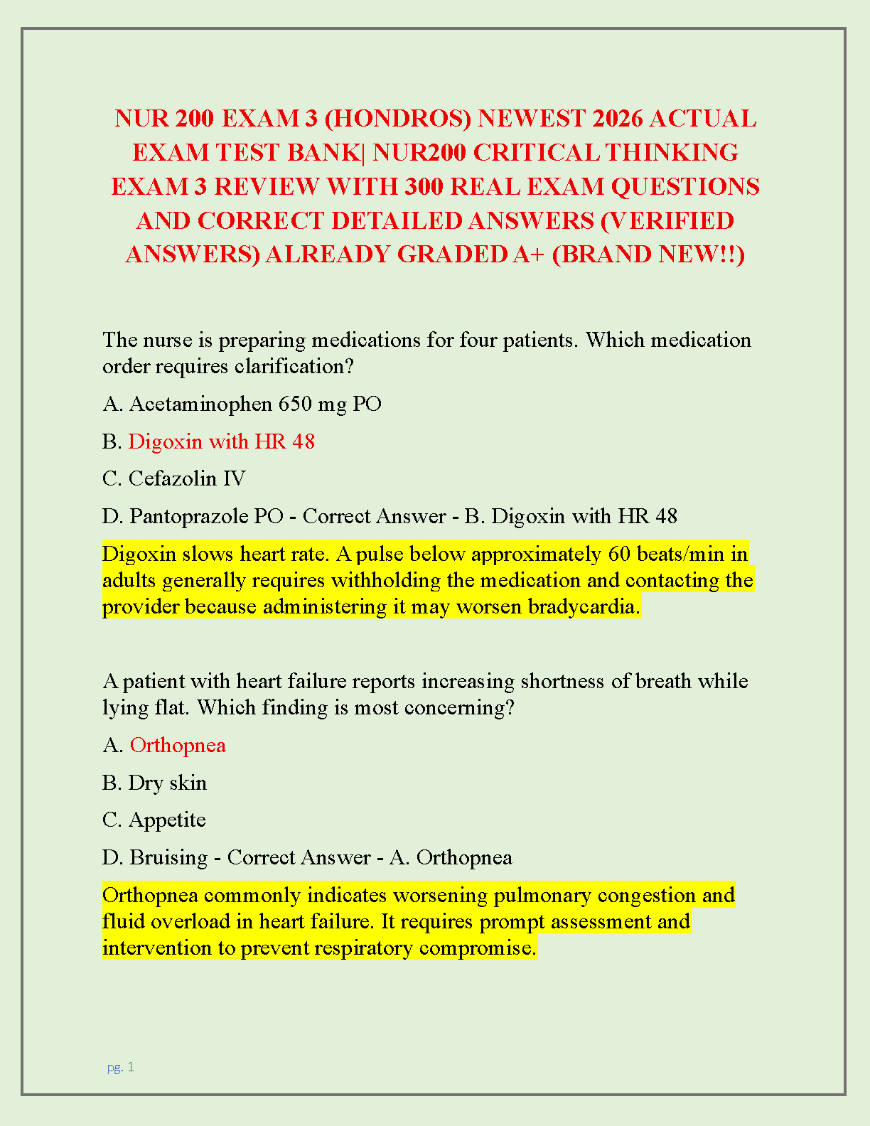 Med Surg Nursing Case Study Test Bank NCLEX Prep 2026/2027 IMG-1