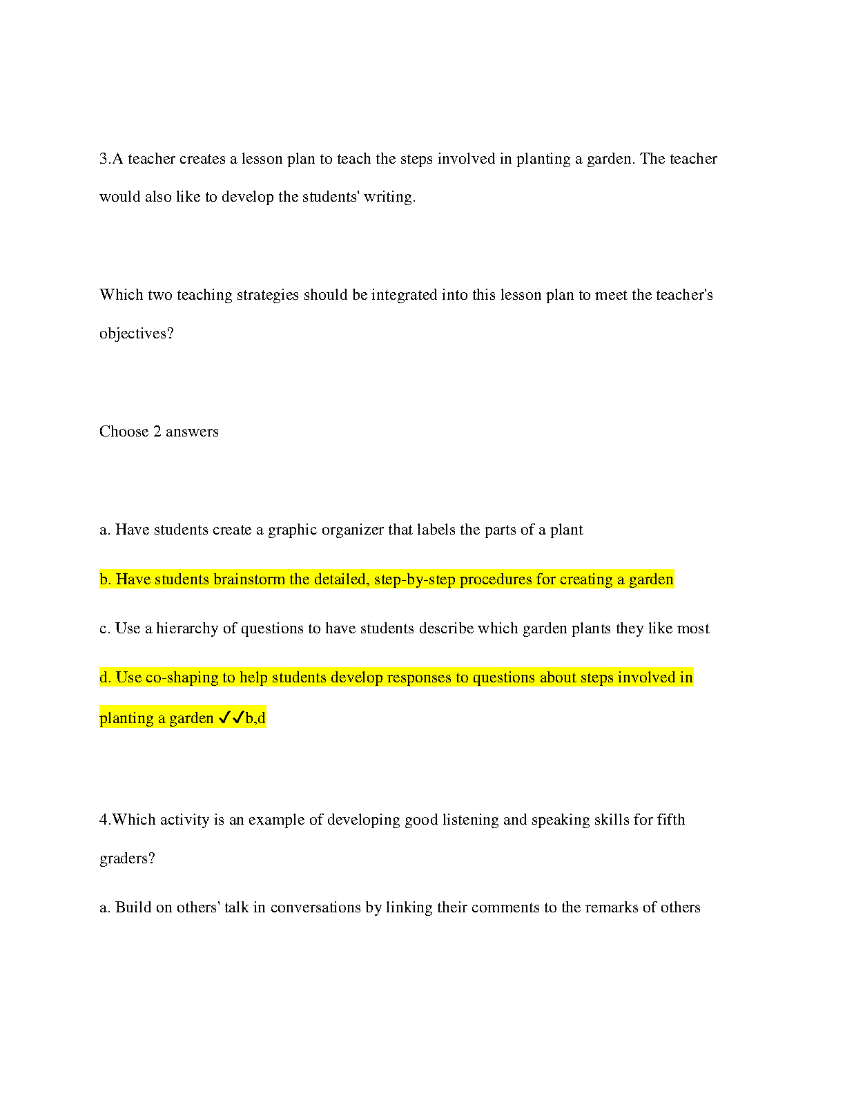 WGU C365 Language Arts Pre-Assessment Graded A Study Guide