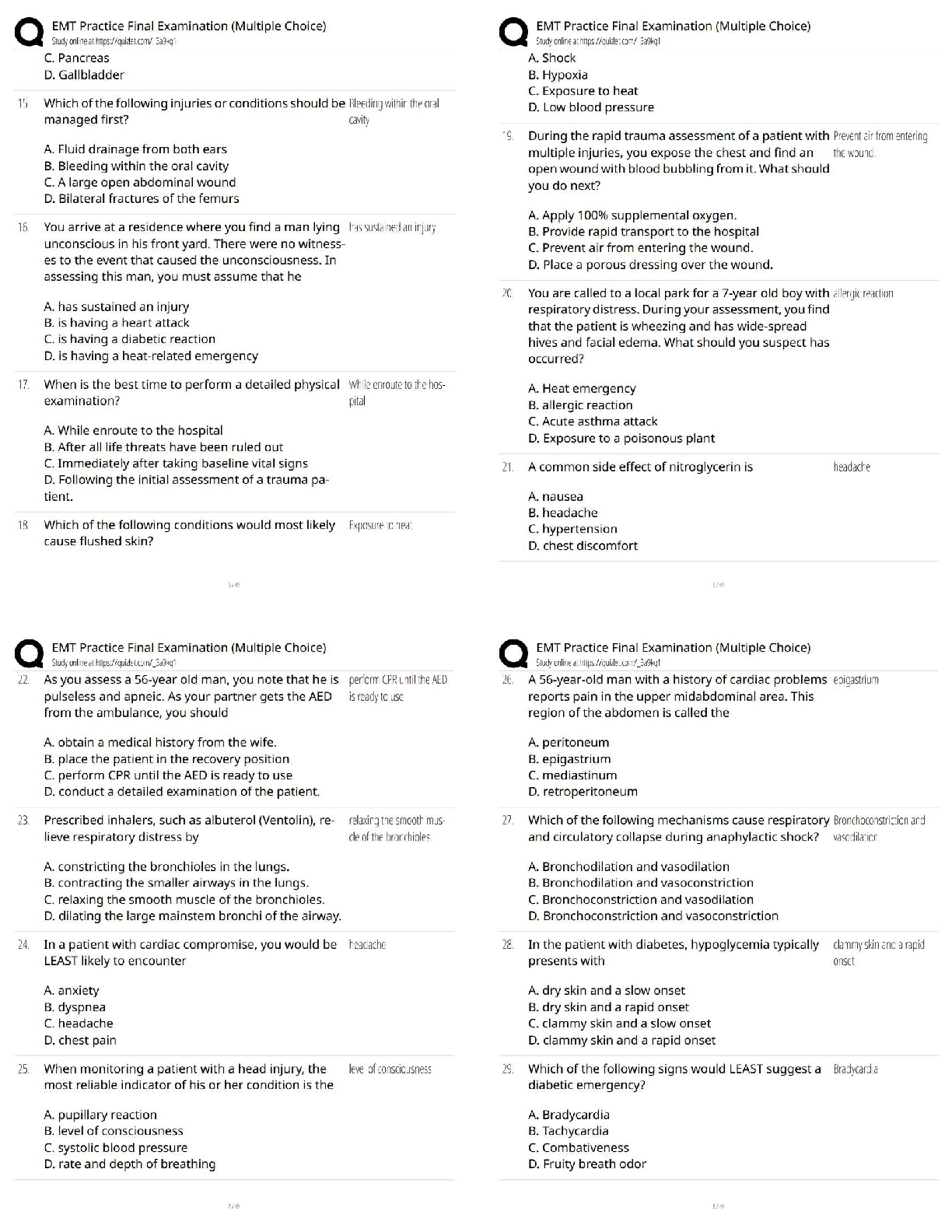 EMT Test Bank 2026/27 | AAOS Emergency Care 12e | Pass NREMT First Try