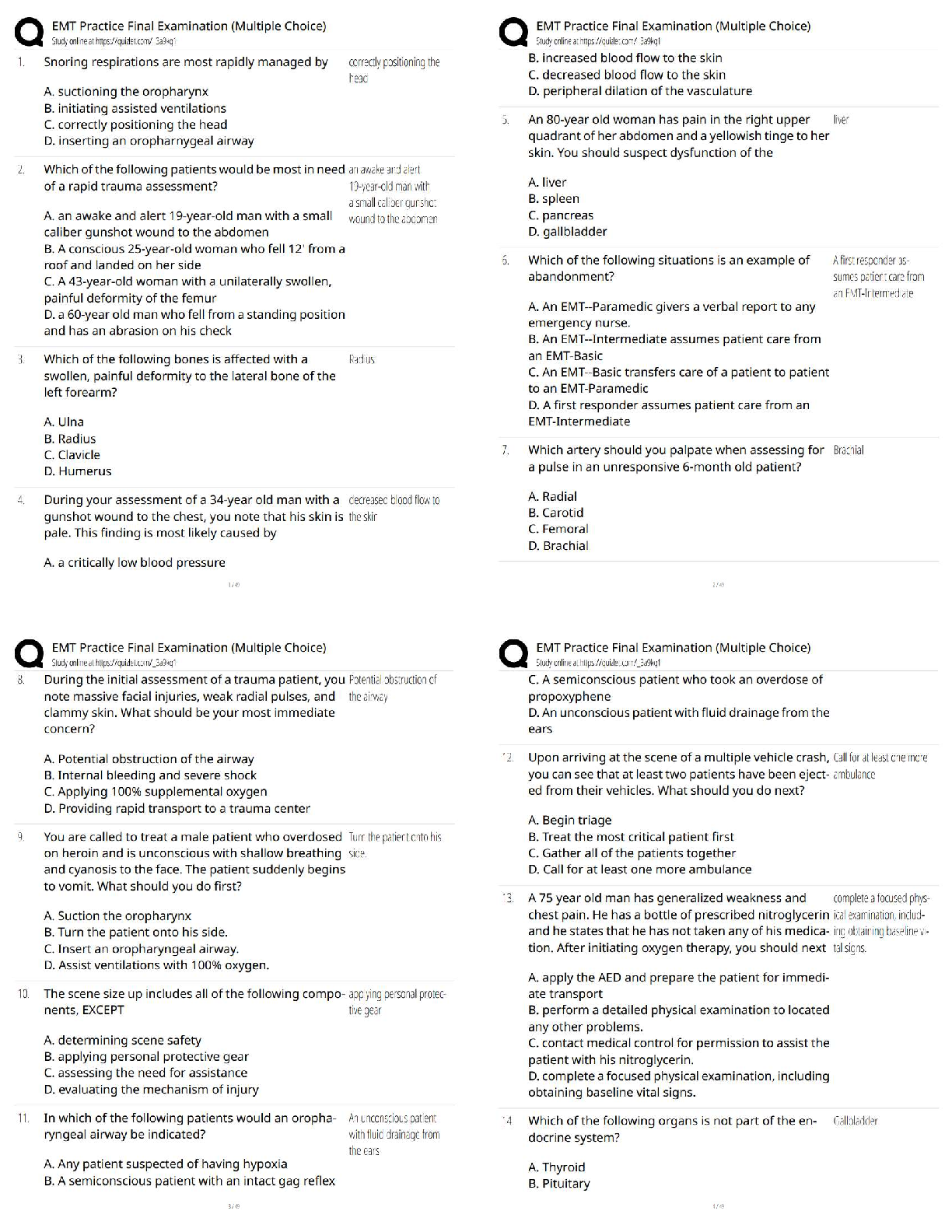EMT Test Bank 2026/27 | AAOS Emergency Care 12e | Pass NREMT First Try