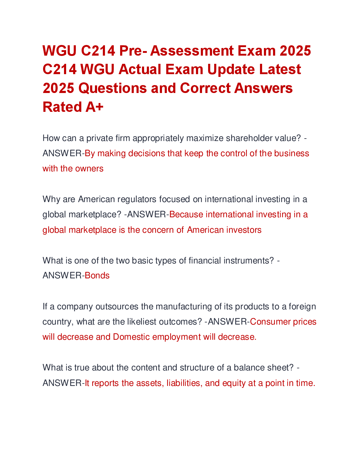 WGU C214 Pre-Assessment 2025 Qs & As Guide