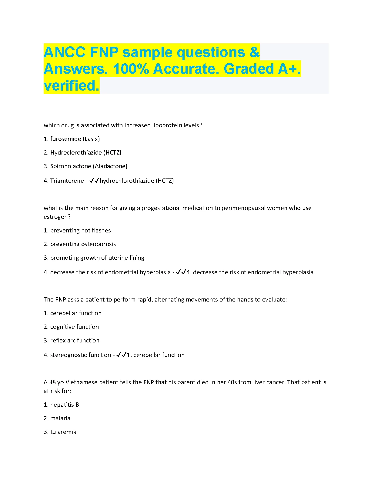 ANCC FNP Practice Questions & Answers for 2026/27 IMG-1