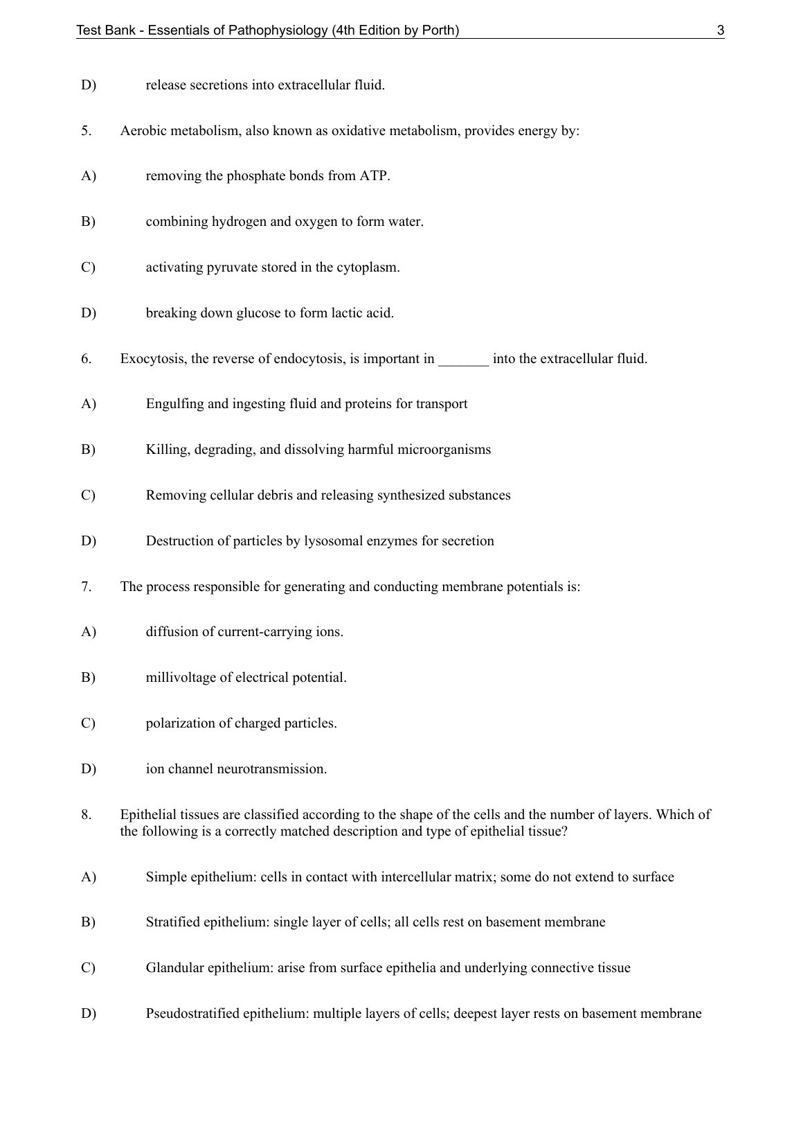 Pathophysiology Test Bank 4th Ed Carol Mattson Porth NCLEX Prep IMG-1