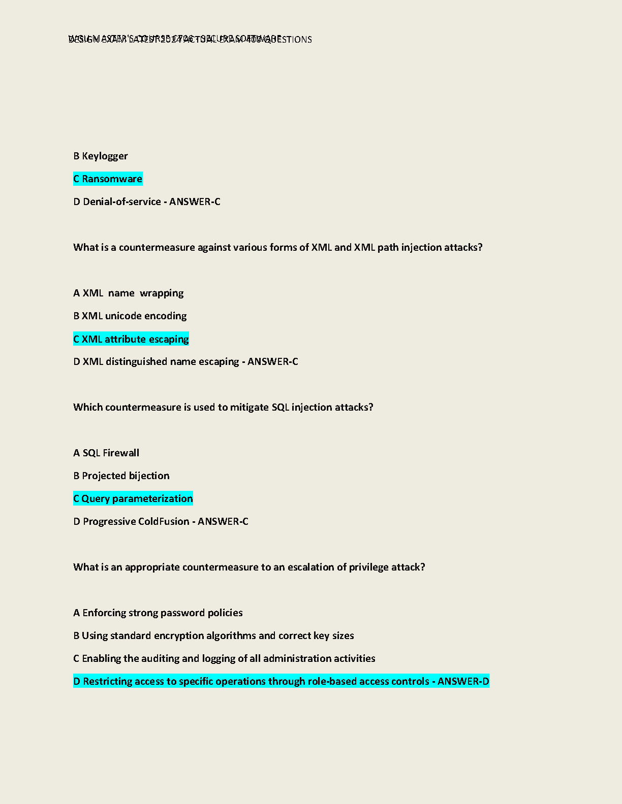 WGU C706 Secure Software Design Exam Questions 2024 IMG-3