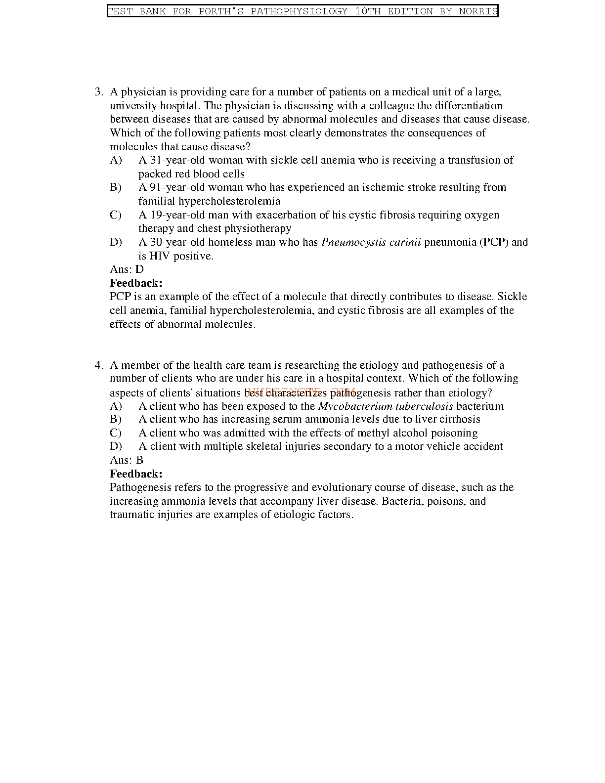 Porths Pathophysiology Test Bank 10e | Exam Prep 2026/27 IMG-3
