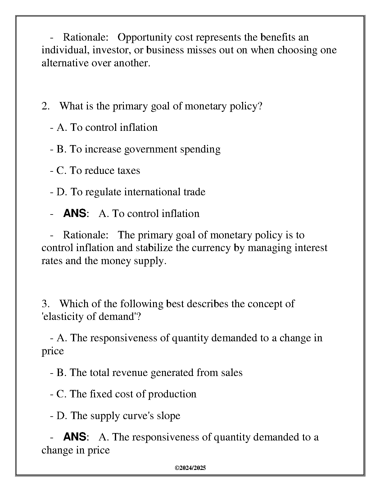 ECON 2000 Final Exam Solutions WGU 2025