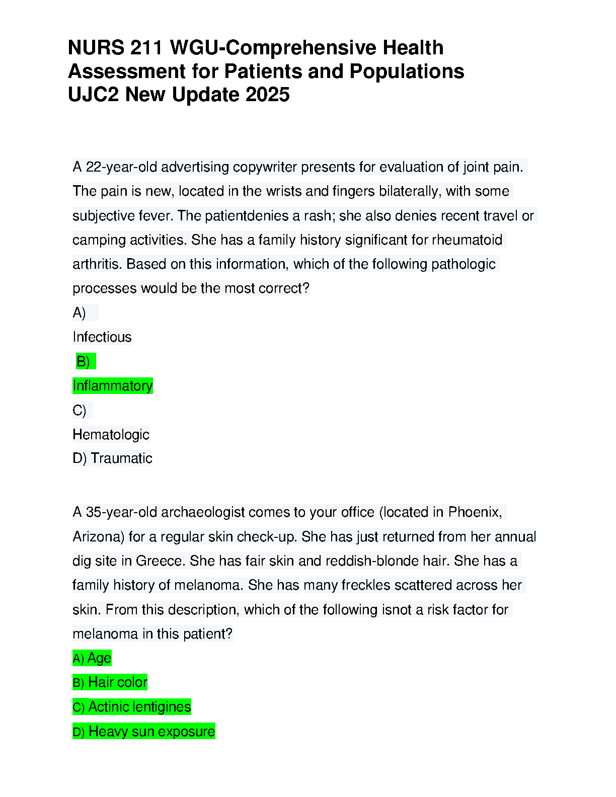 WGU NURS 211 Health Assessment 2025 Exam Prep Guide