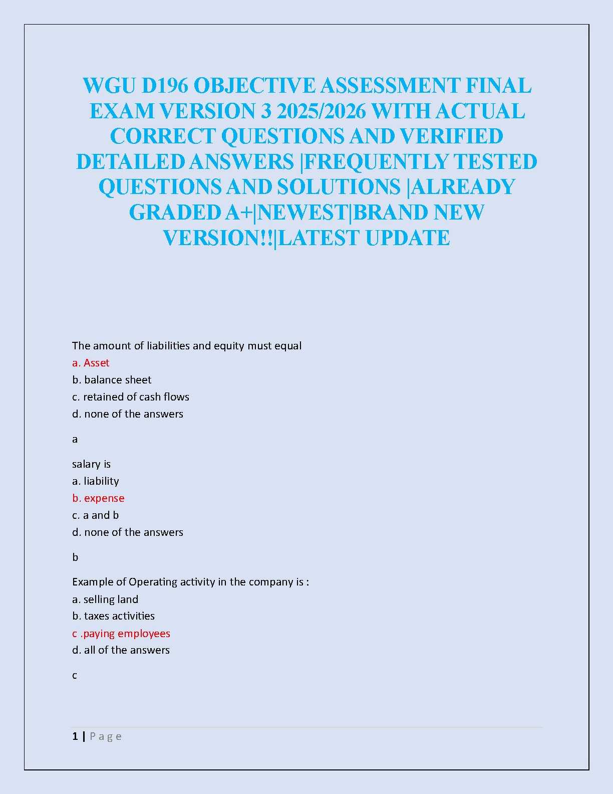 WGU D196 Final Exam V3 2025-2026 Solutions Guide