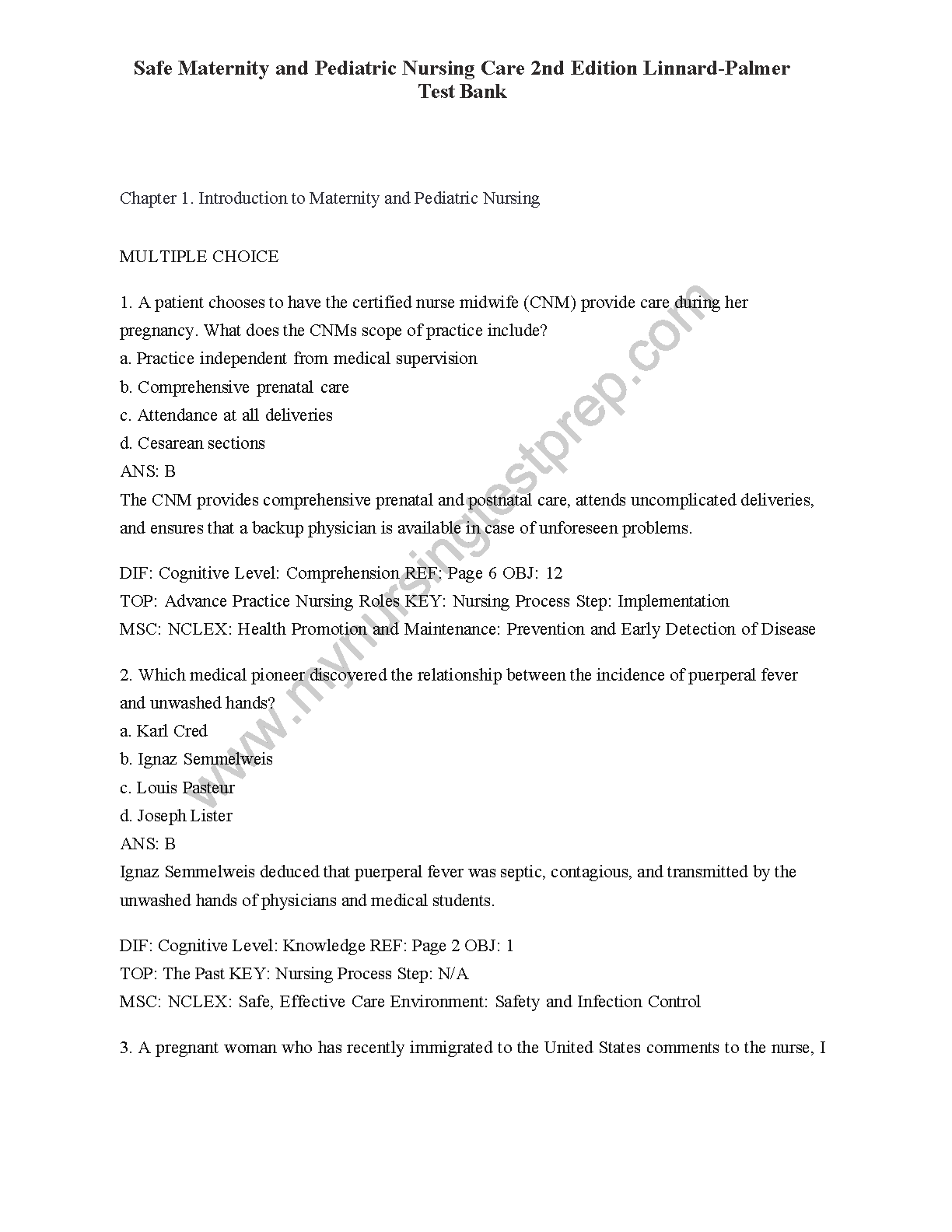Maternity Pediatric Nursing Test Bank 2026/27