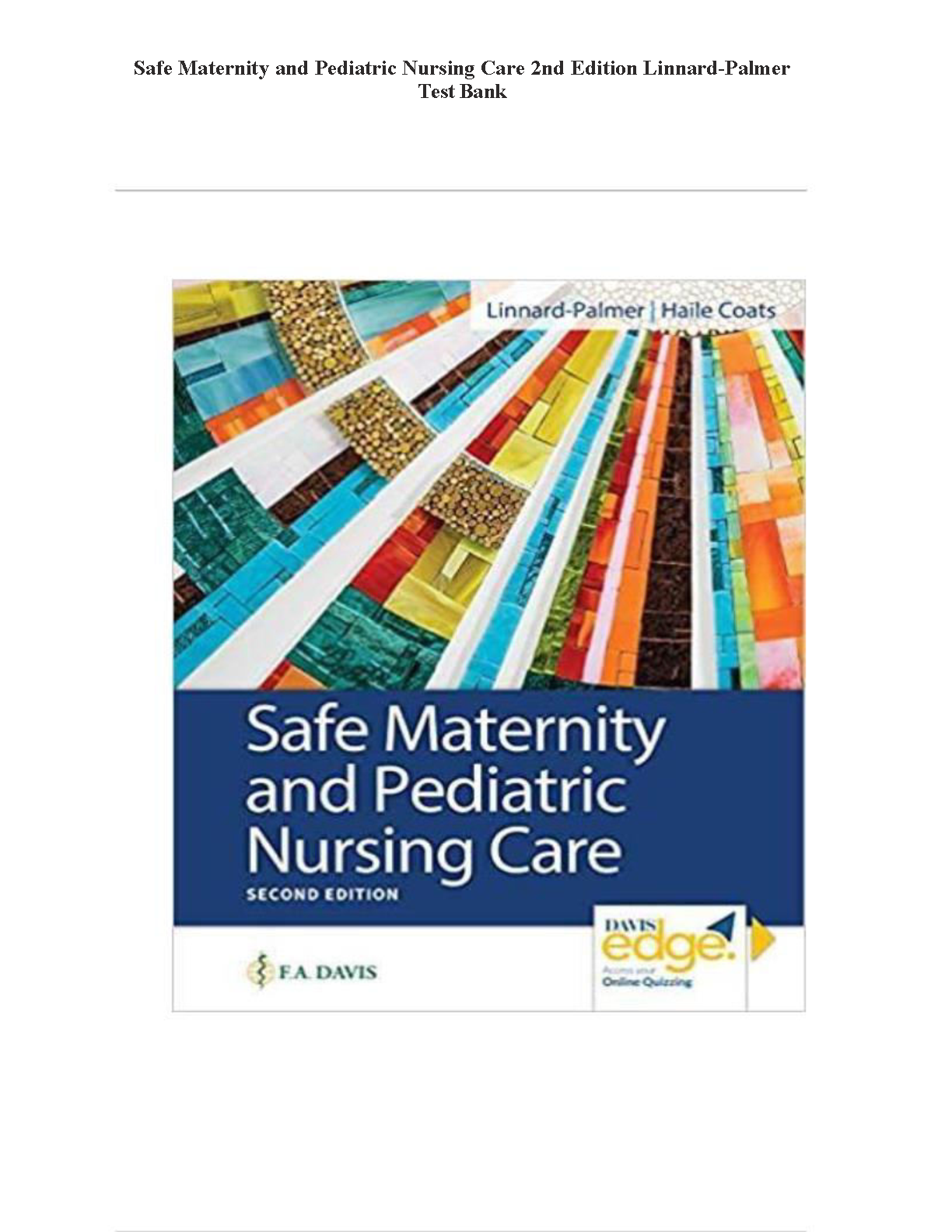 Maternity Pediatric Nursing Test Bank 2026/27
