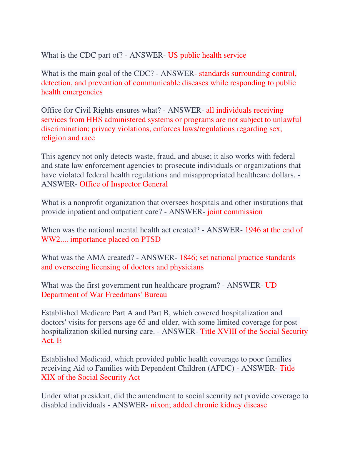 WGU D050 History of Healthcare in America Exam Prep IMG-3