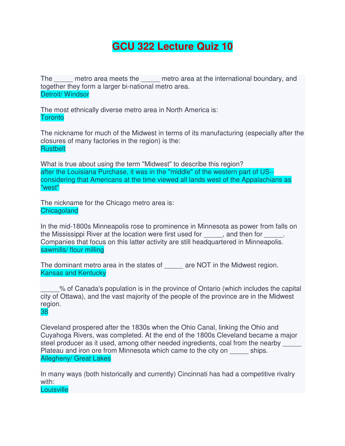 GCU 322 Quiz 10 Fall 2024 Study Guide & Revision Aid IMG-1