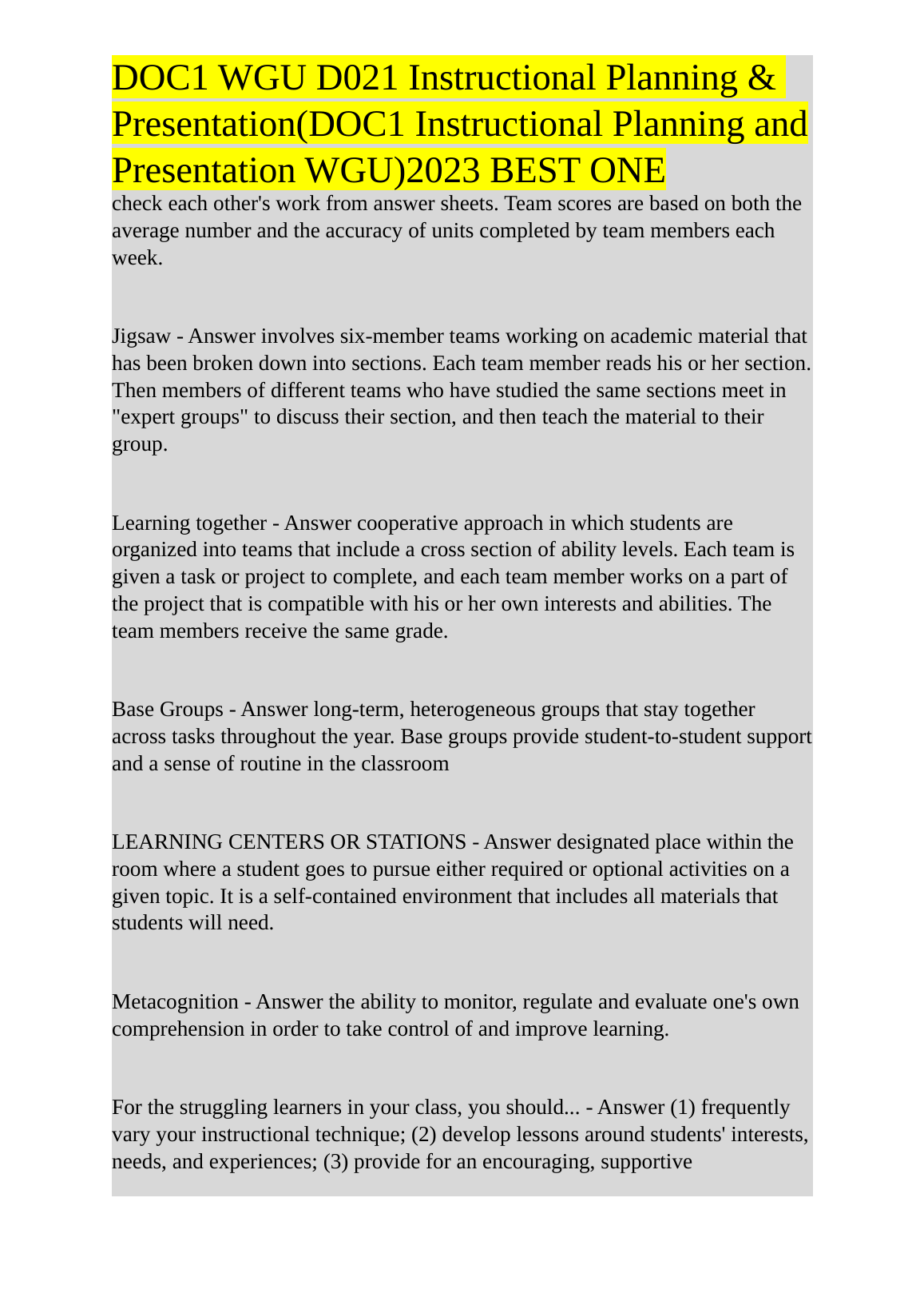 WGU C214 Study Guide: Master D021 Instructional Planning & Presentation IMG-1