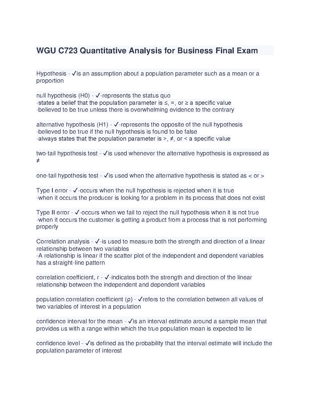 WGU C723 Quantitative Analysis Study Guide 2024-2025 IMG-1