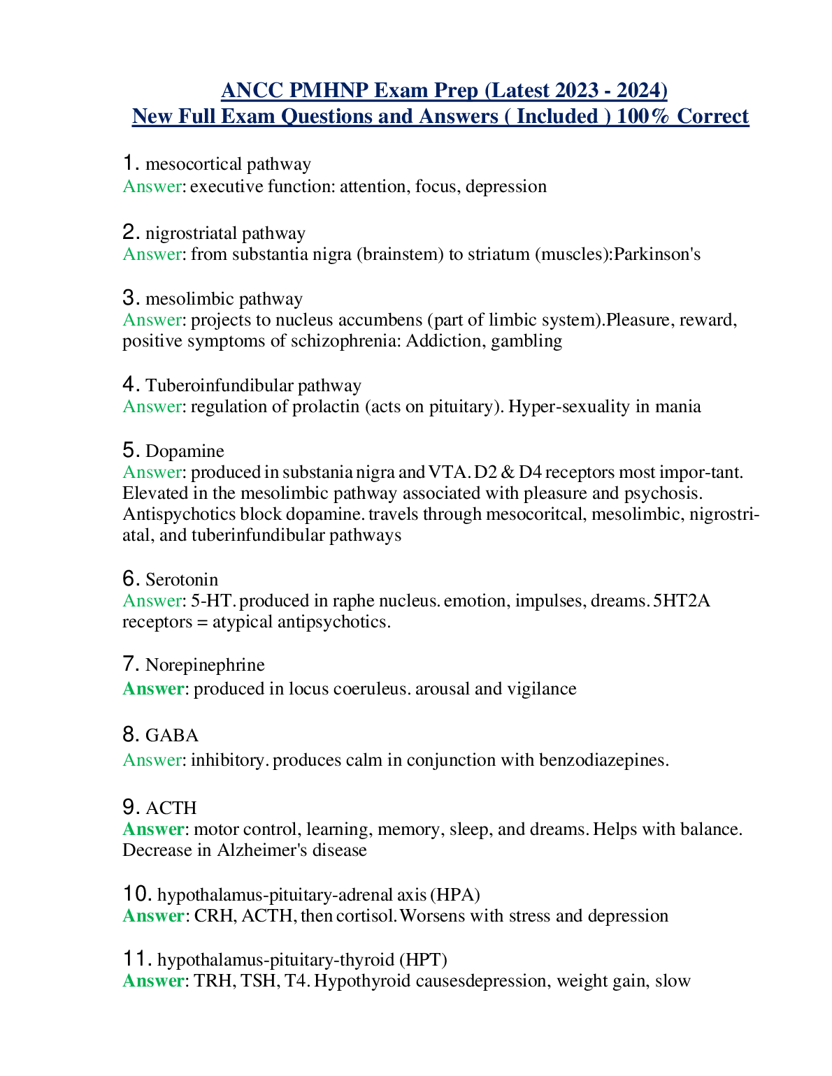 ANCC PMHNP Exam Prep Guide 2026/27 Questions & Answers