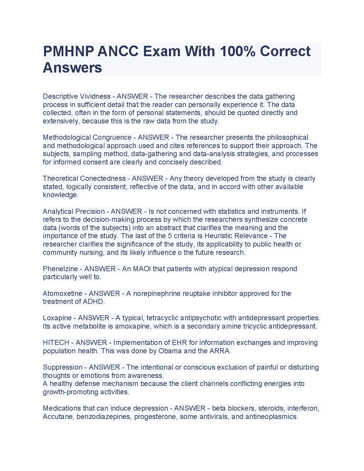 PMHNP ANCC Exam Questions and Answers 2026 IMG-1