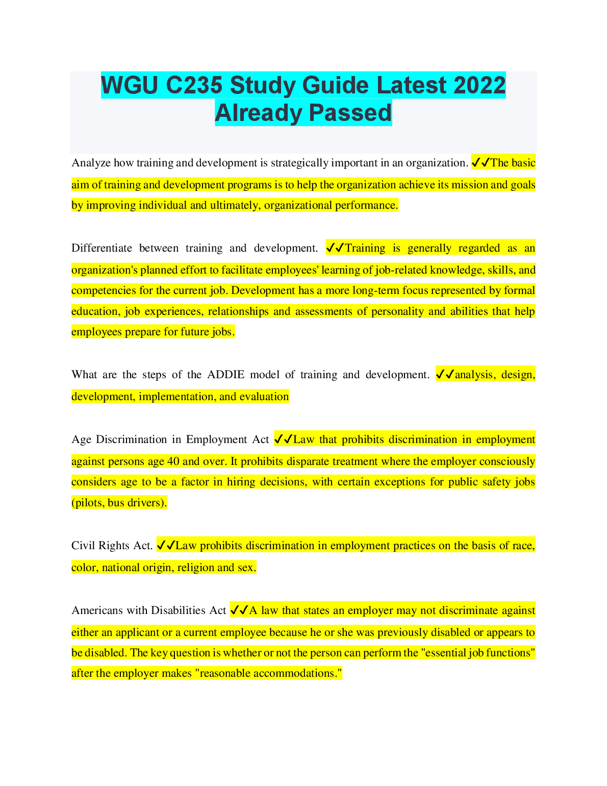 WGU C235 Study Guide 2022 | Graded A+ Revision Material