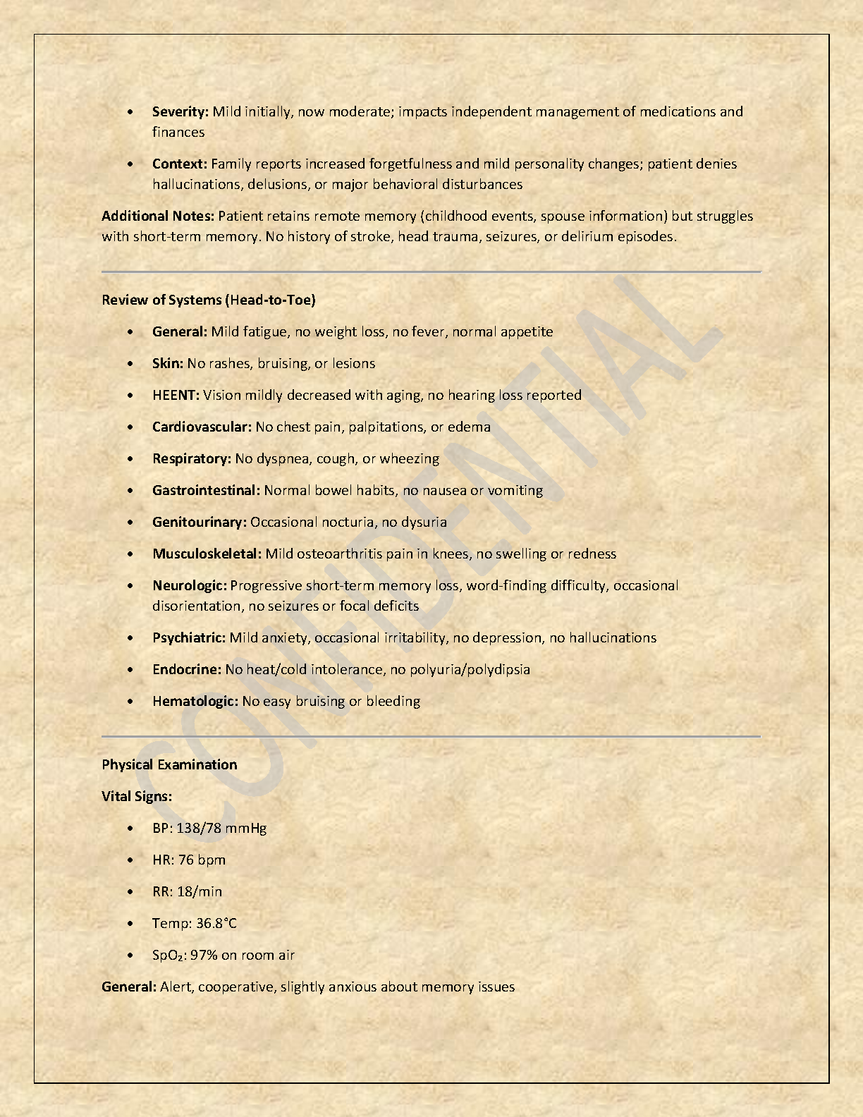 NR 601 Janet Riley Case Study Memory Loss Exam Prep