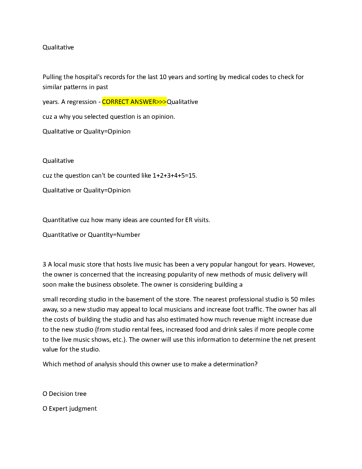WGU C723 Quantitative Analysis PA Answers