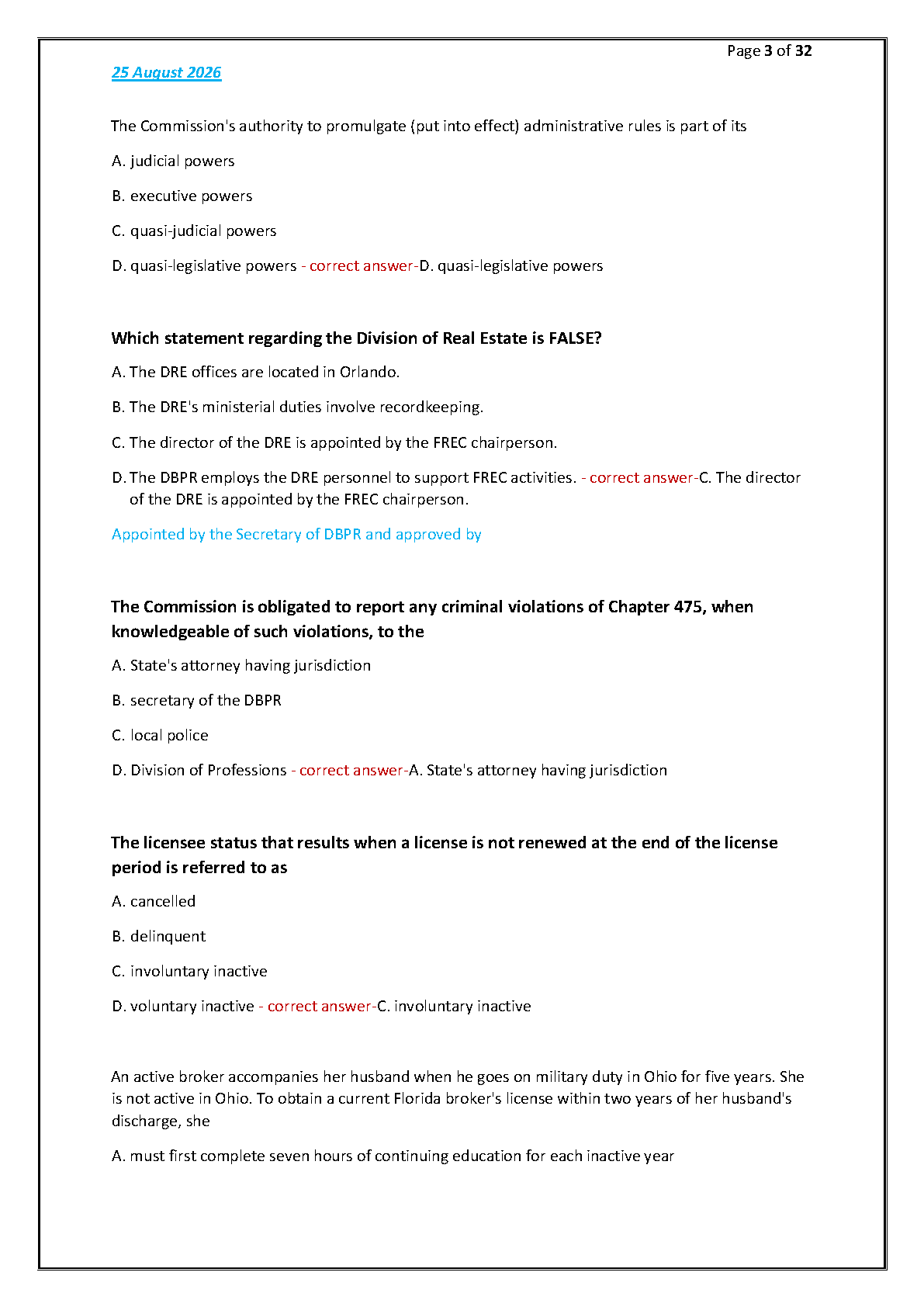 Florida Real Estate Exam Prep Test Bank & Solutions IMG-3