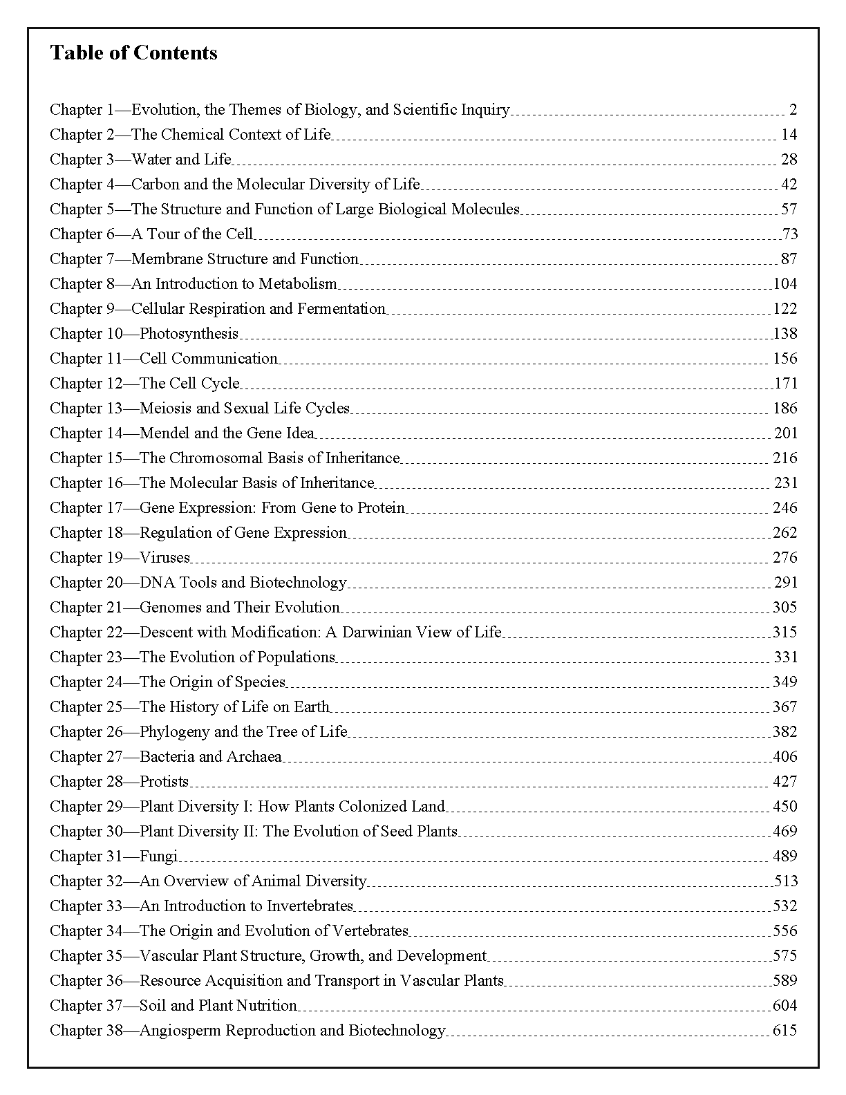 Campbell Biology 11th Edition TEST BANK