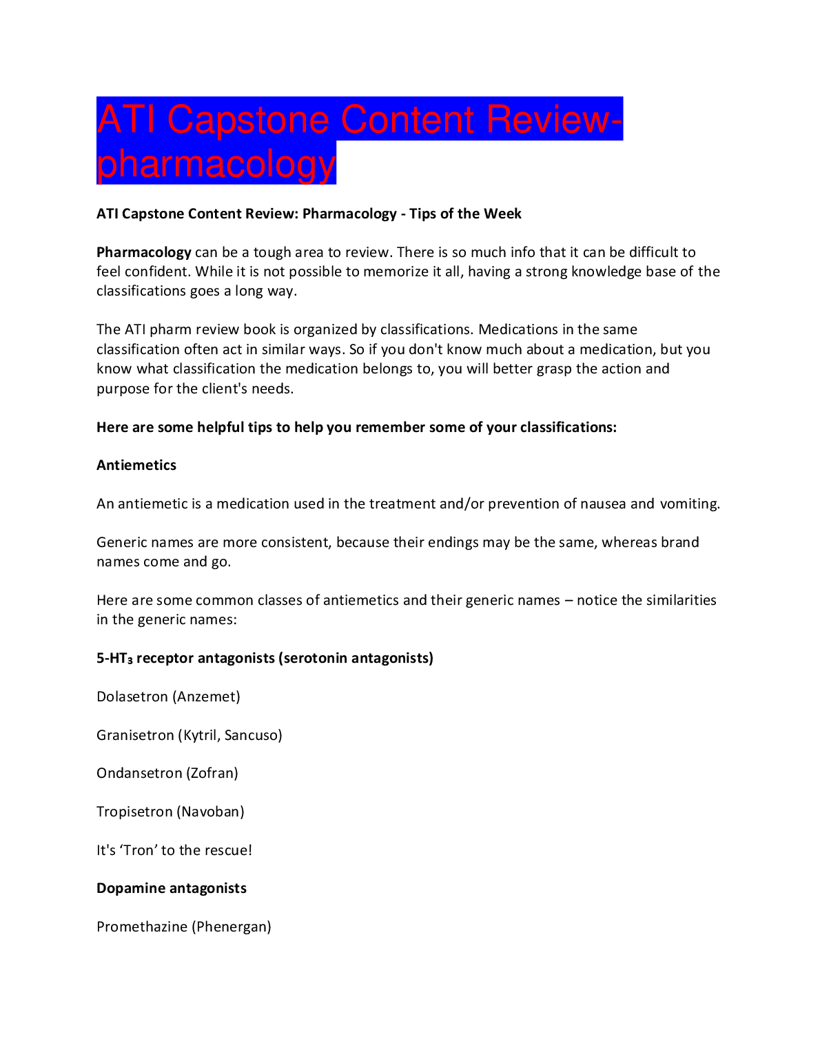 ATI Pharmacology Capstone Guide 2026/27 Study Notes