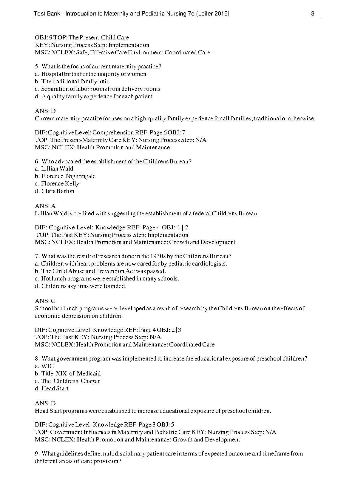 Leifer Maternity & Pediatric Nursing Test Bank 2026/27 IMG-3