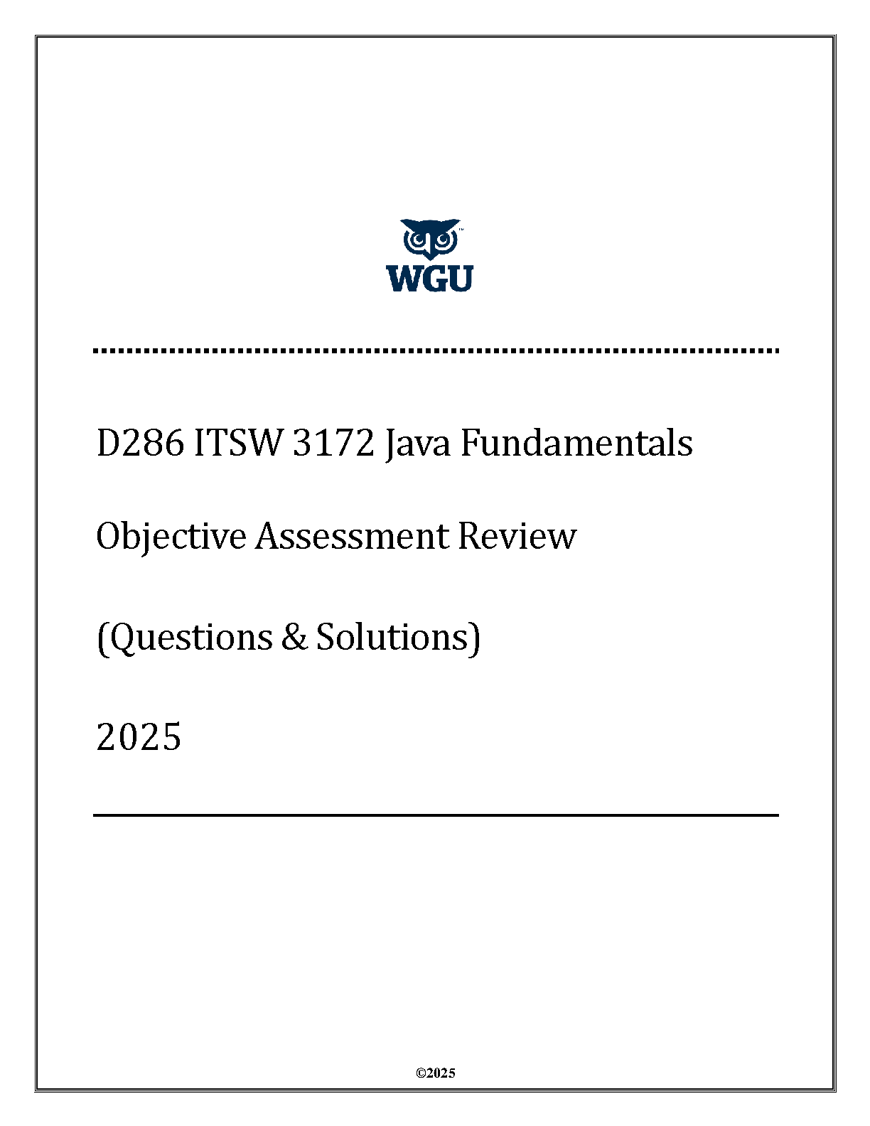 ITSW 3172 Java Fundamentals Exam Prep & Answers 2025-26