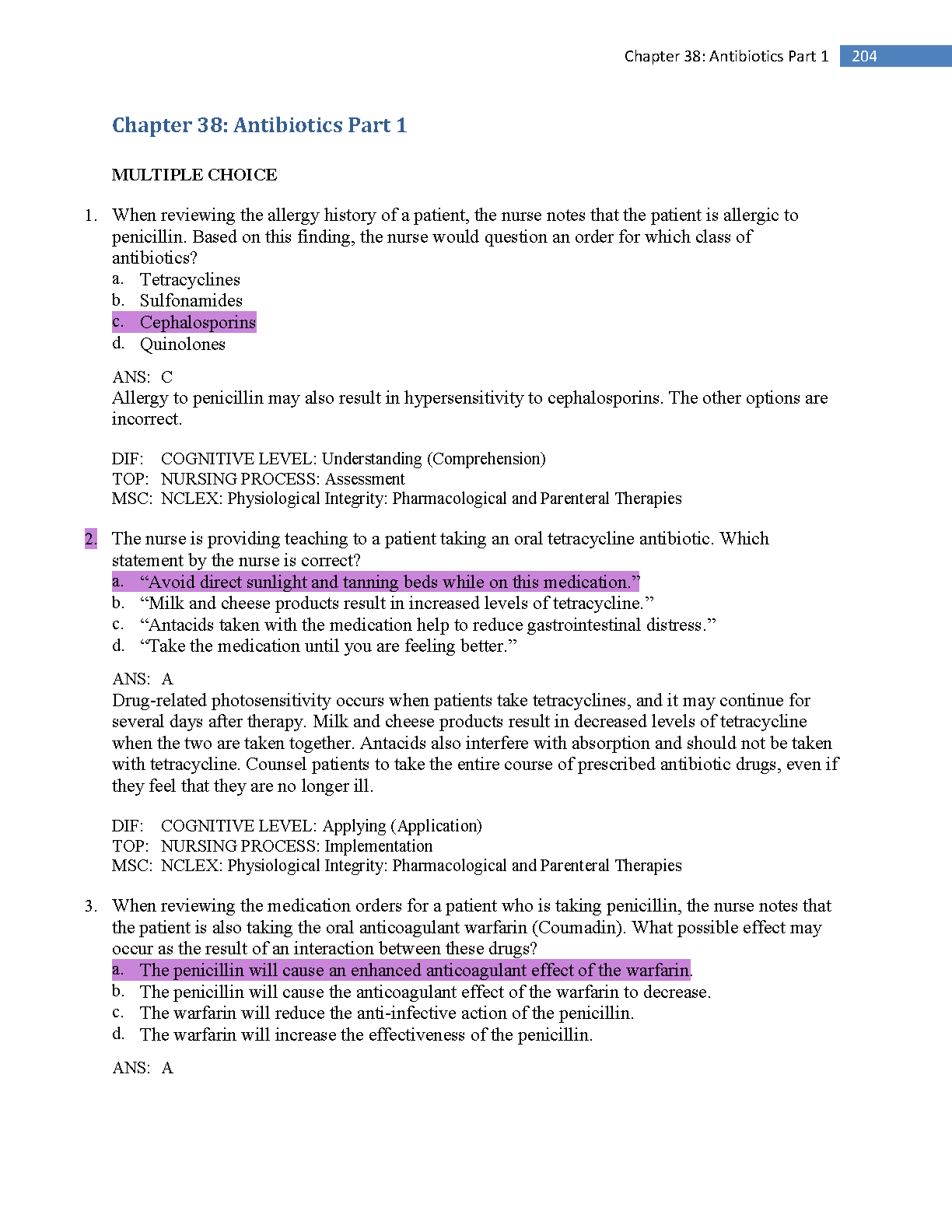 Pharmacology Ch 38 Antibiotics Test Bank 2026/27
