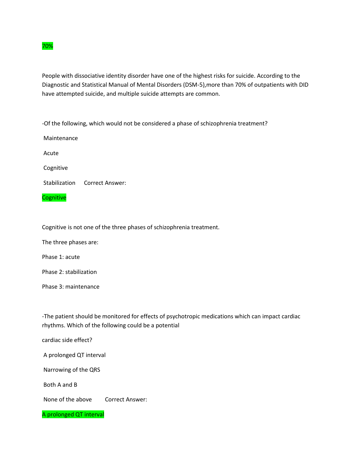 ANCC PMHNP Test 1 Qs & As 2026/27 Mental Health Nursing