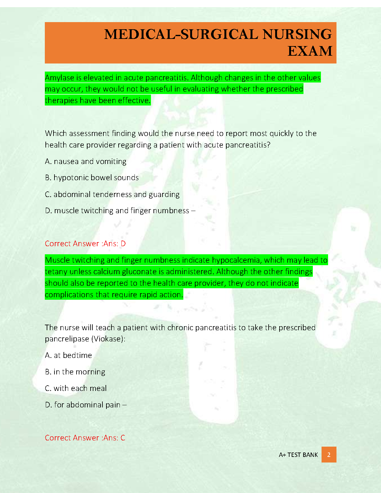 Lewis Med Surg Nursing Test Bank 12th Ed 2026/27