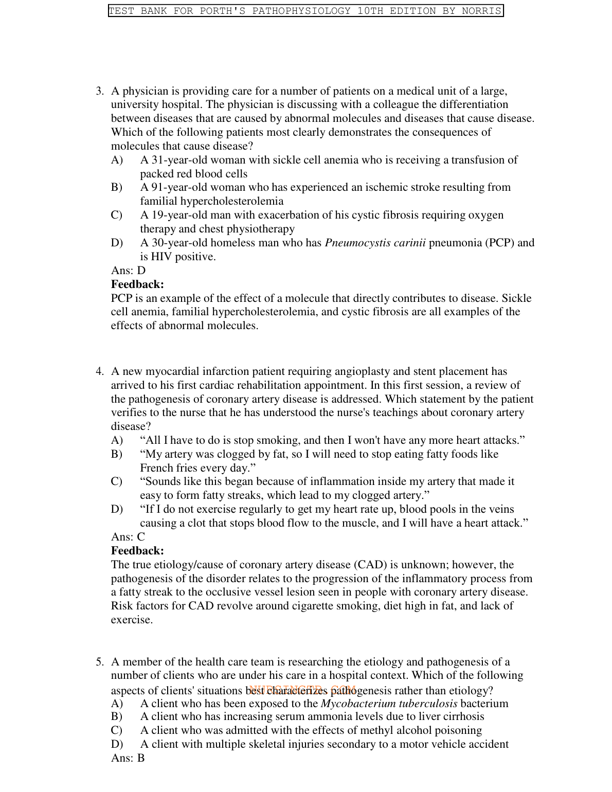 Pathophysiology 10e Test Bank Porth's Norris 2026/27 IMG-1