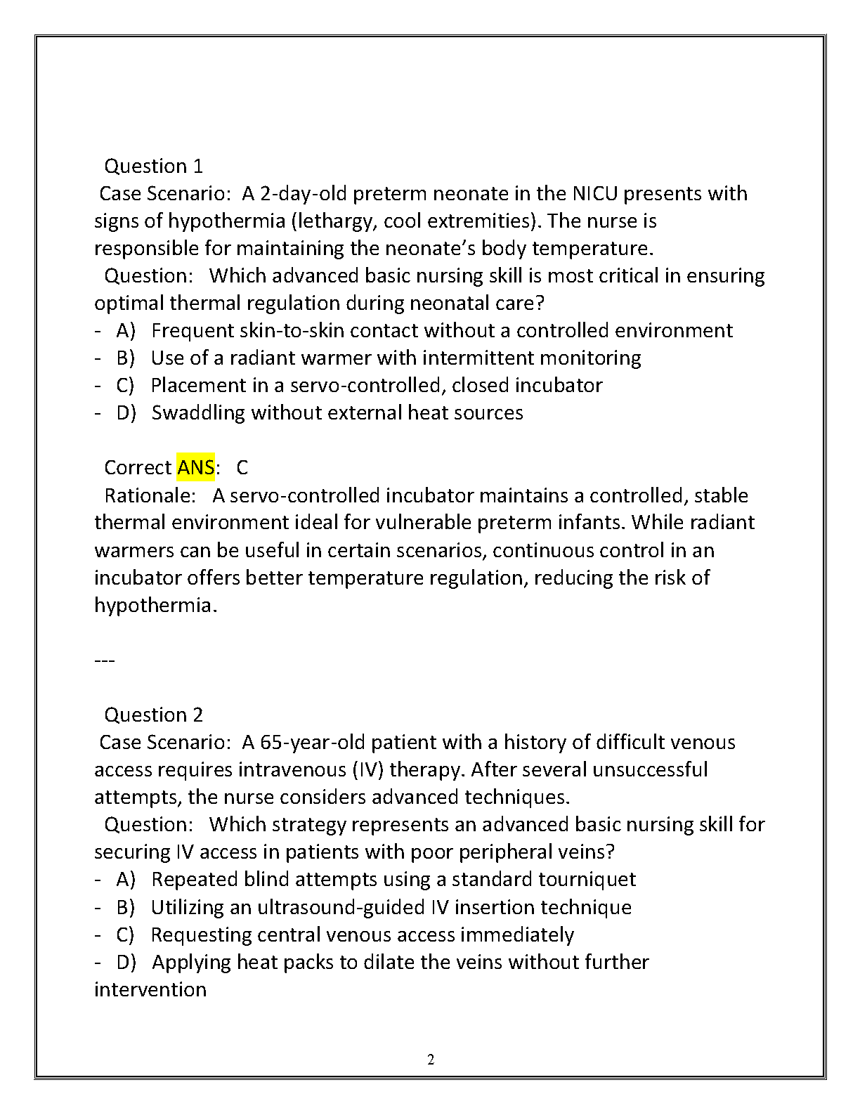NURS 3115 Basic Nursing Skills Test Bank & Solutions 2025 WGU