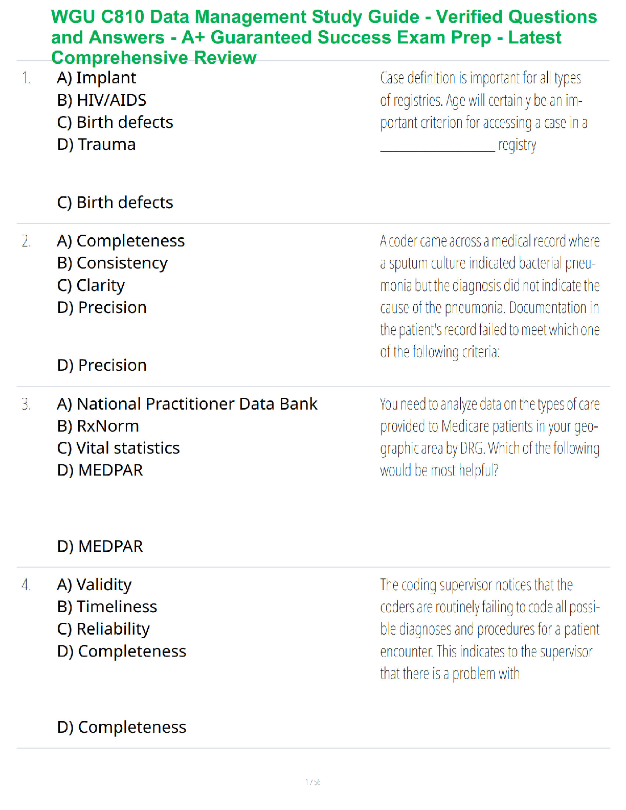 WGU C810 Data Management Study Guide 2026/27 Exam Prep IMG-1