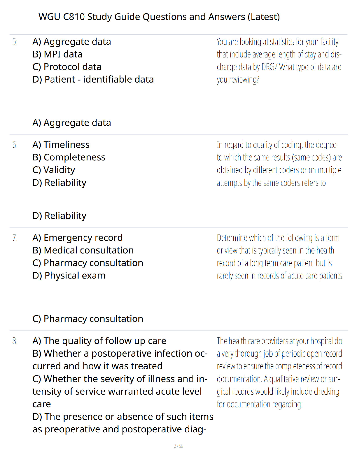 WGU C810 Data Management Study Guide 2026/27 Exam Prep