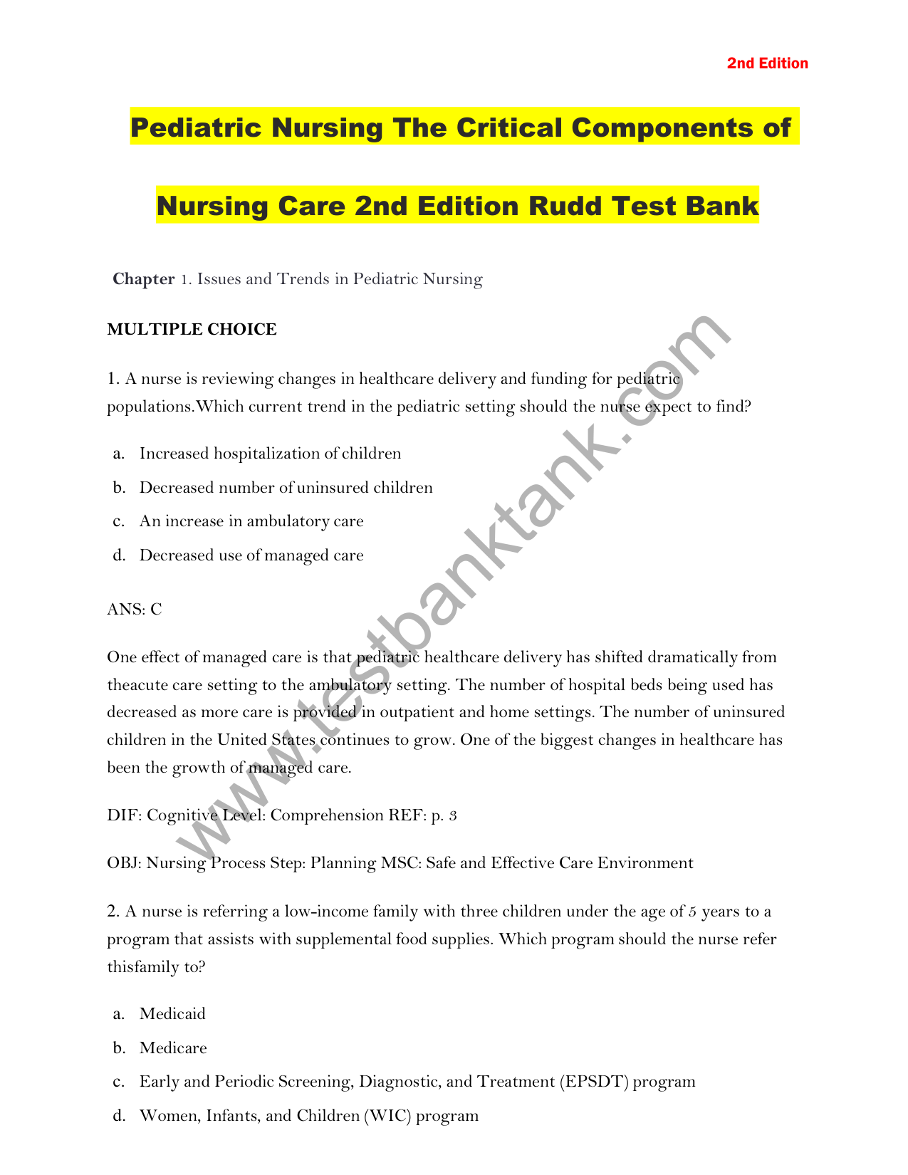 Pediatric Nursing: The Critical Components of Nursing Care