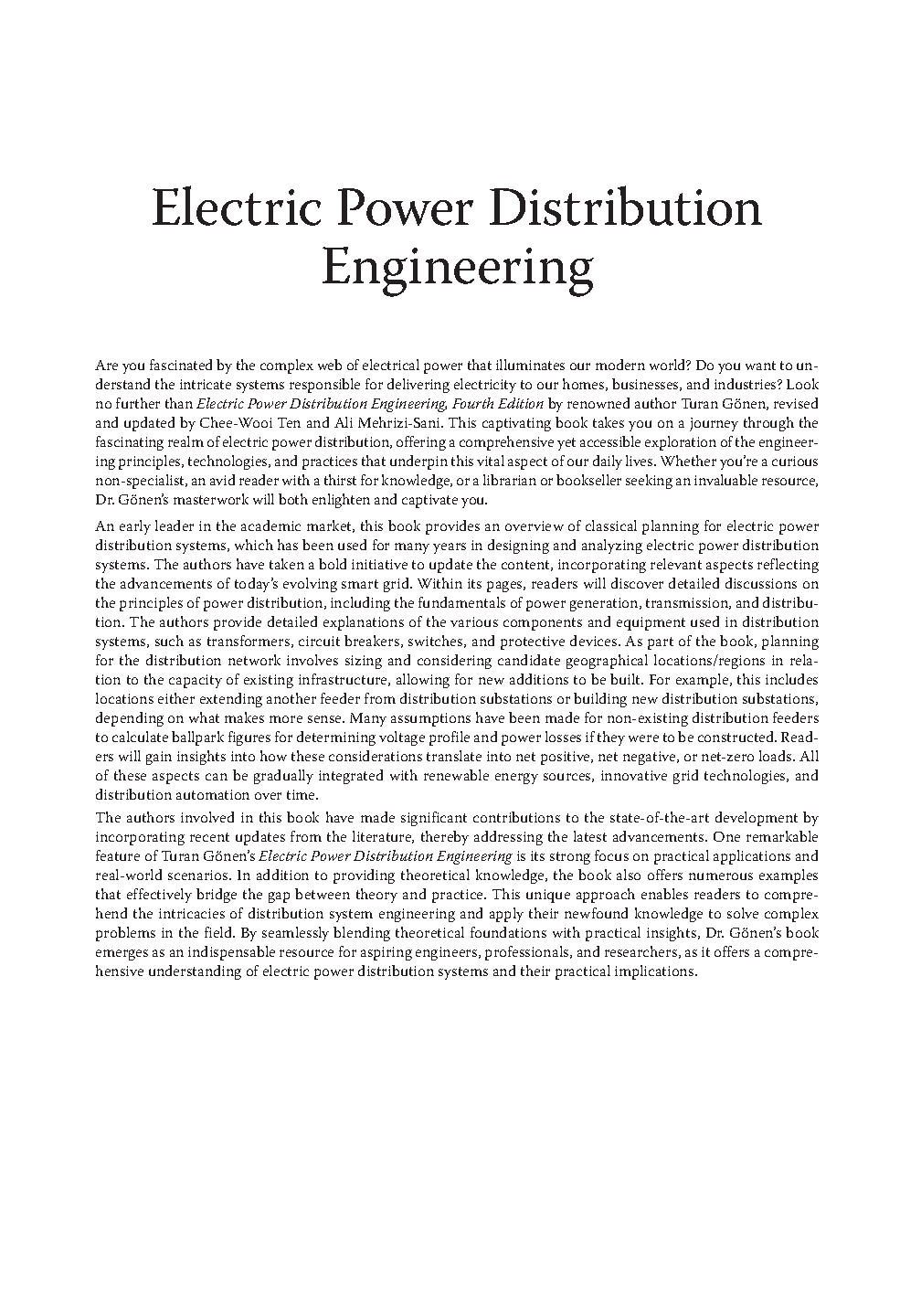 Power Distribution Engineering 4th Ed Test Bank