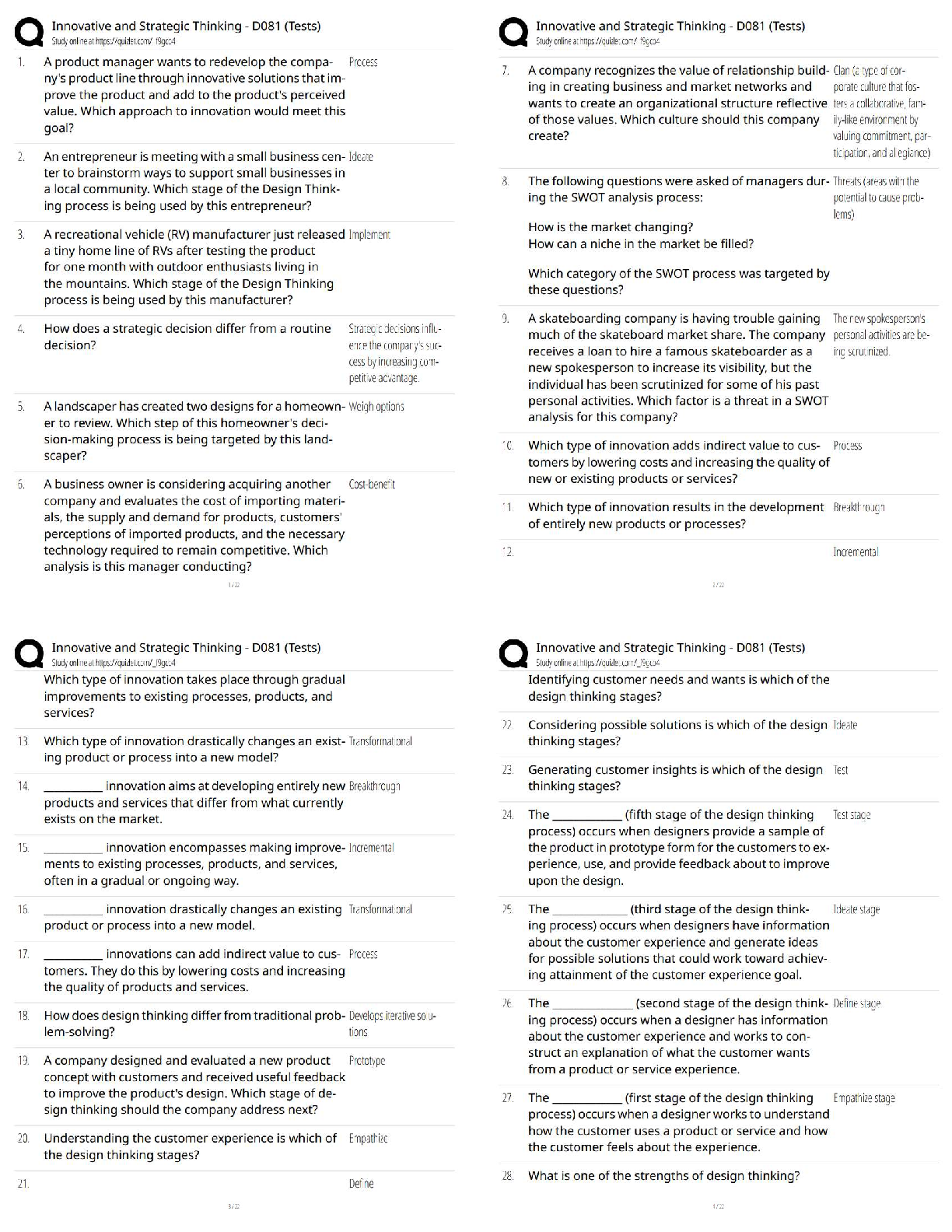 WGU D081 Innovative & Strategic Thinking Test Bank 2025