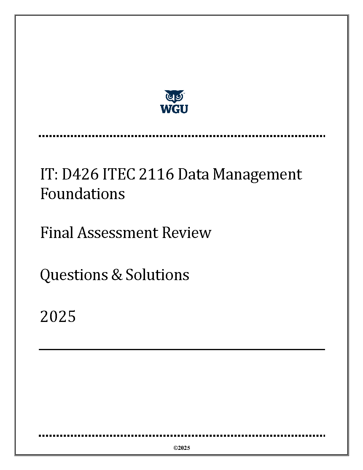 ITEC 2116 Data Mgmt Final Exam Study Guide & Answers IMG-1